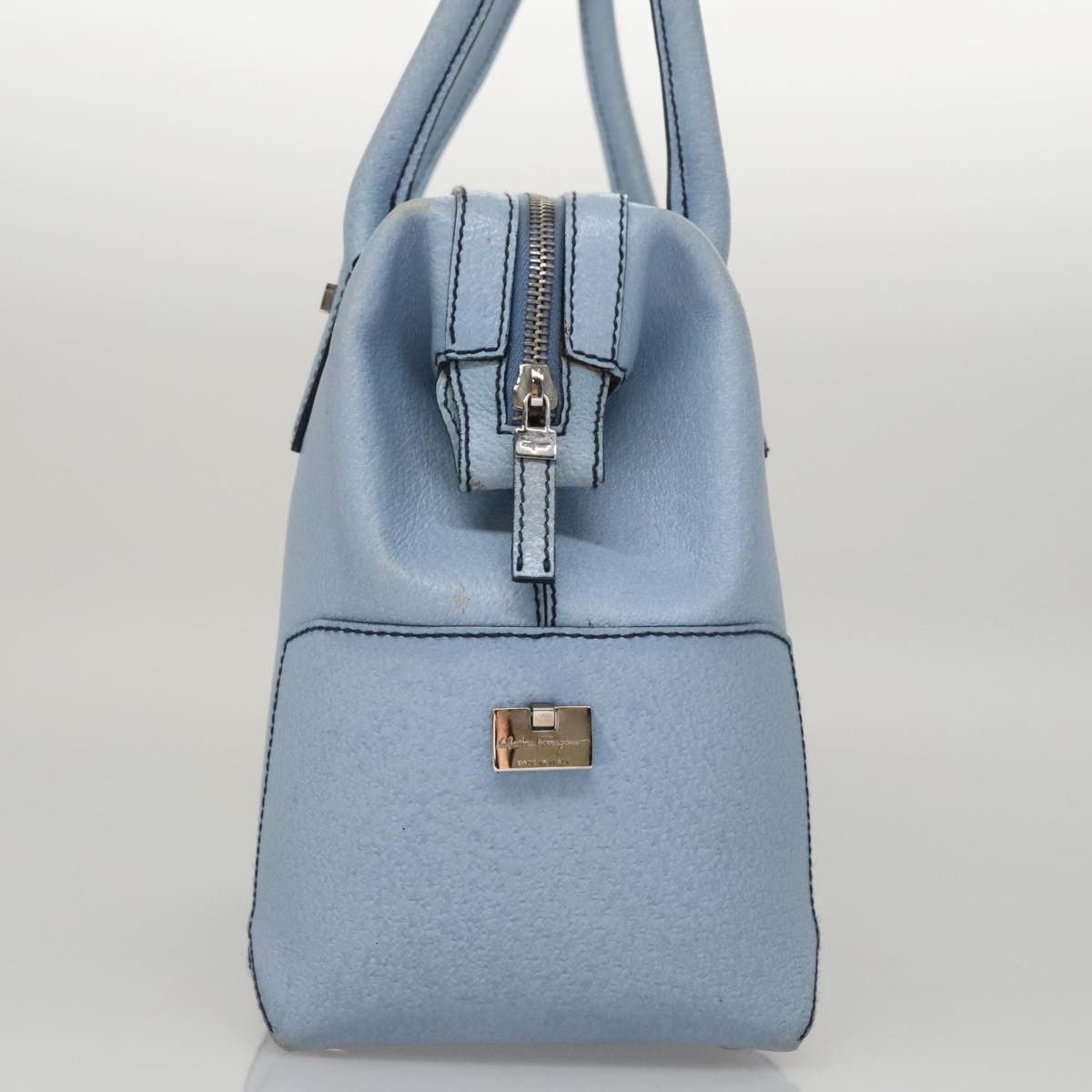 Salvatore Ferragamo Blue Leather Handbag (Pre-Owned) Size ONE SIZE - 4 Thumbnail