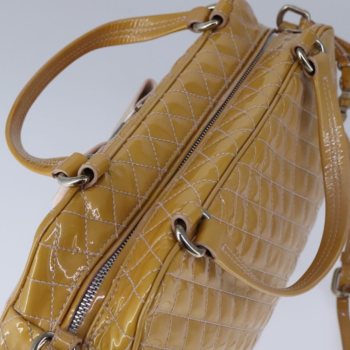 Salvatore Ferragamo Vara Yellow Patent Leather Handbag (Pre-Owned) Size ONE SIZE - 5 Thumbnail