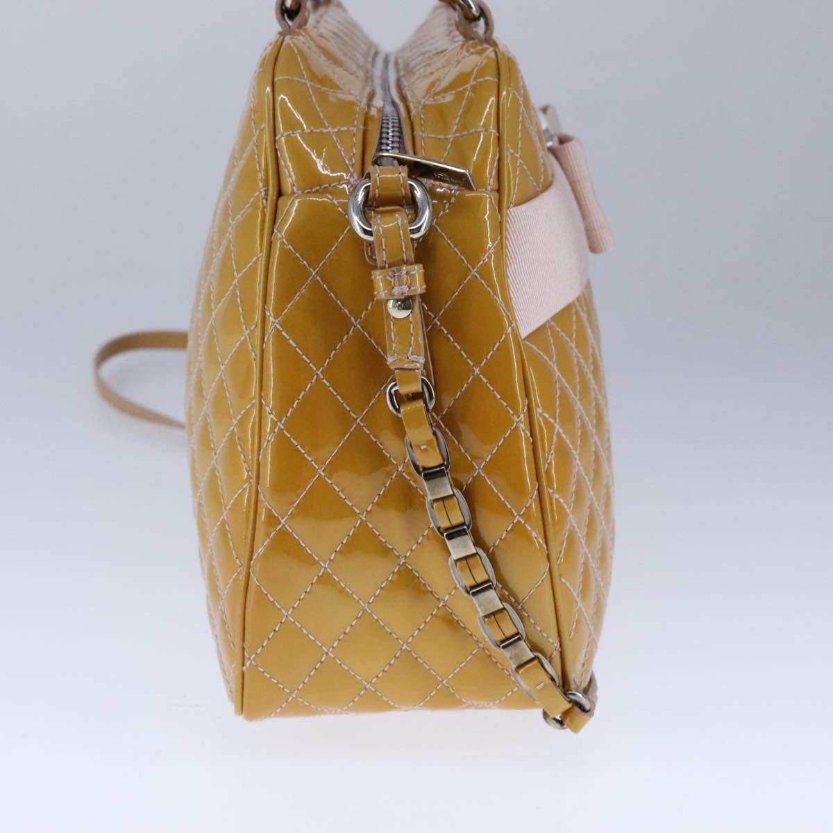 Salvatore Ferragamo Vara Yellow Patent Leather Handbag (Pre-Owned) Size ONE SIZE - 3 Thumbnail