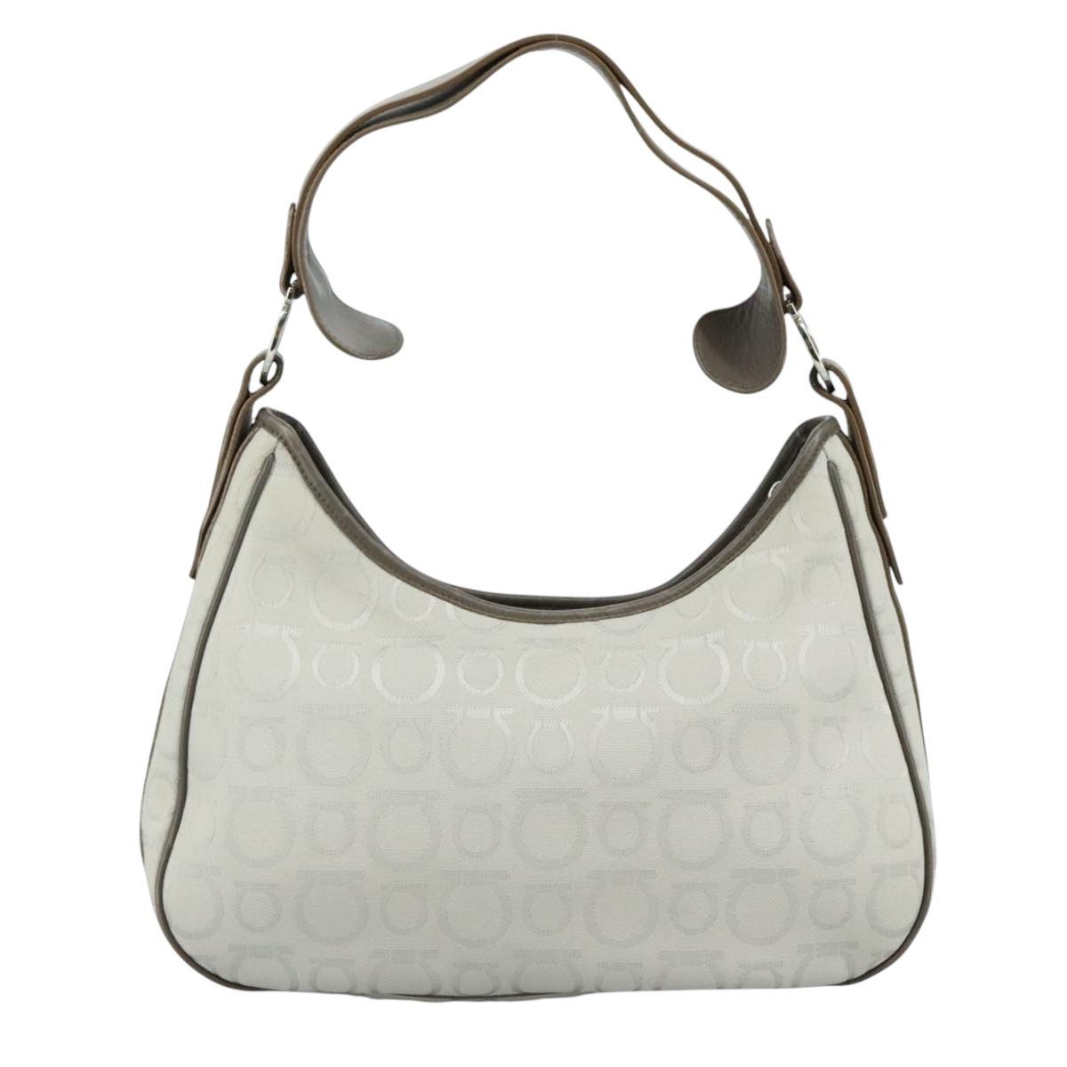 Salvatore Ferragamo Gancini Grey Canvas Shoulder Bag (Pre-Owned) Size ONE SIZE - 2 Thumbnail