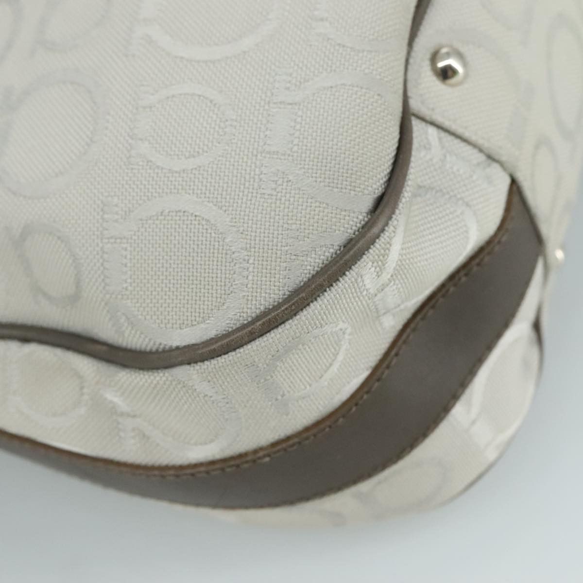 Salvatore Ferragamo Gancini Grey Canvas Shoulder Bag (Pre-Owned) Size ONE SIZE - 11 Thumbnail