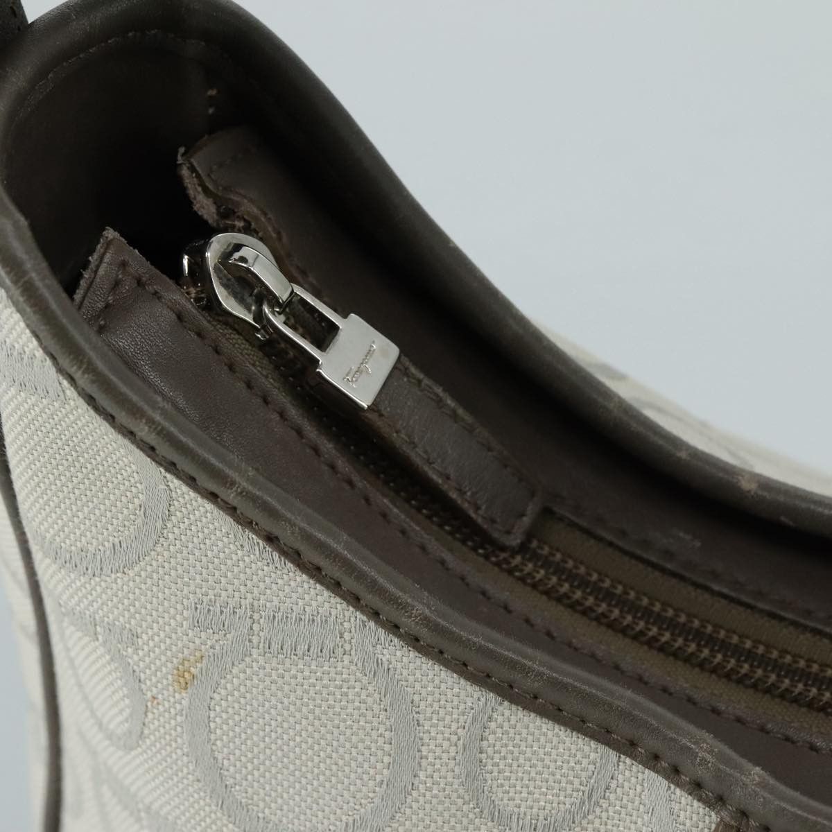 Salvatore Ferragamo Gancini Grey Canvas Shoulder Bag (Pre-Owned) Size ONE SIZE - 14 Thumbnail