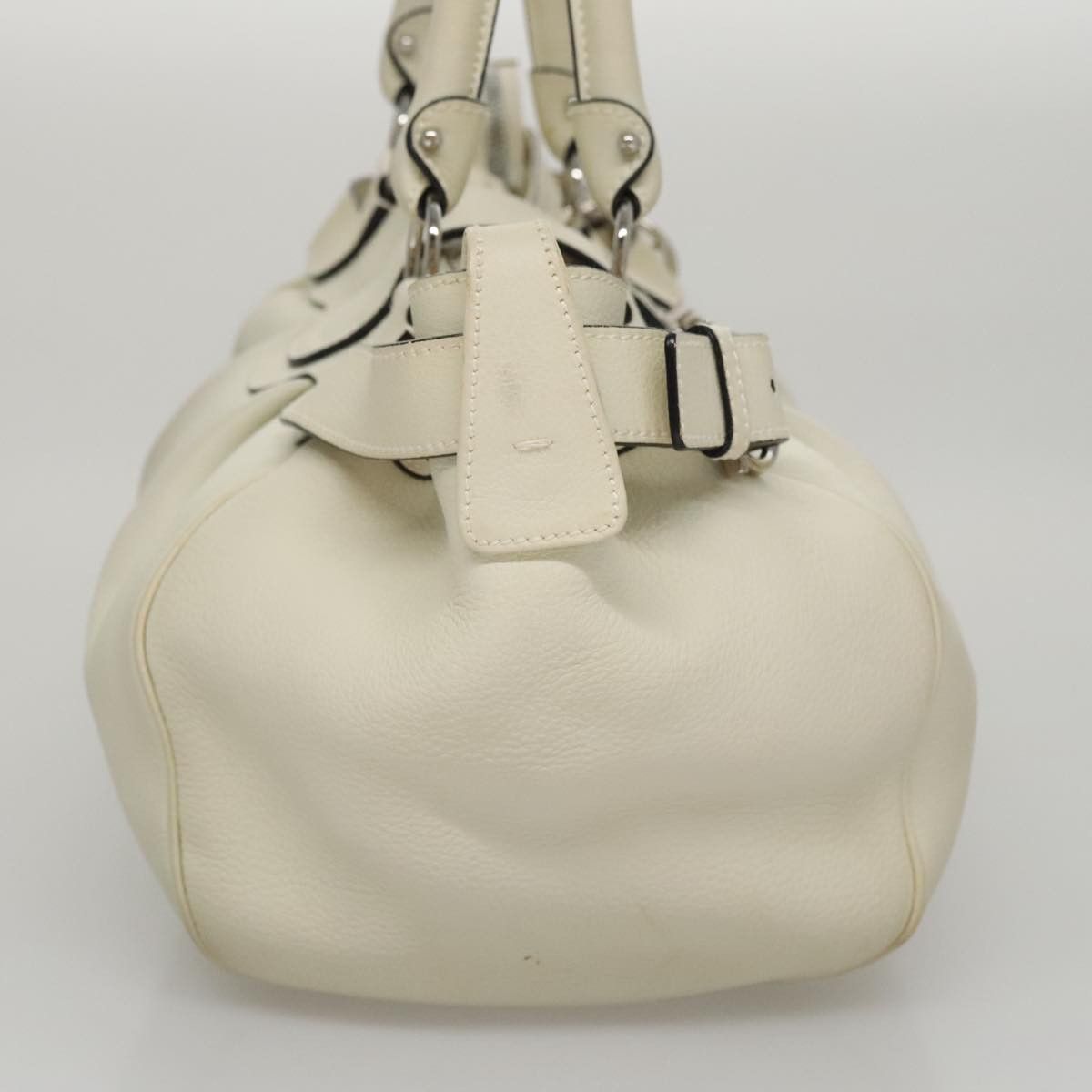 Salvatore Ferragamo Gancini White Leather Handbag (Pre-Owned) Size ONE SIZE - 4 Thumbnail