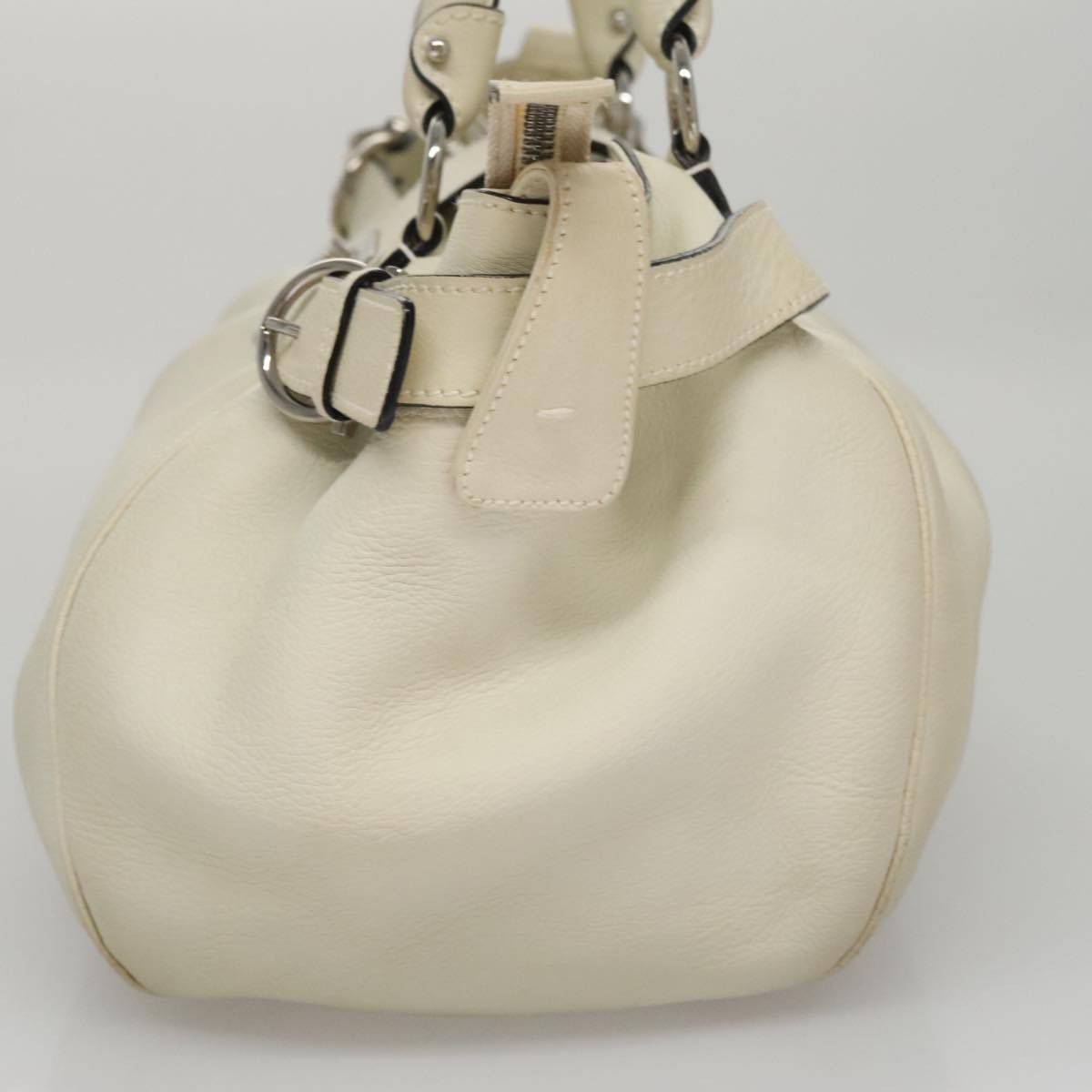 Salvatore Ferragamo Gancini White Leather Handbag (Pre-Owned) Size ONE SIZE - 3 Thumbnail