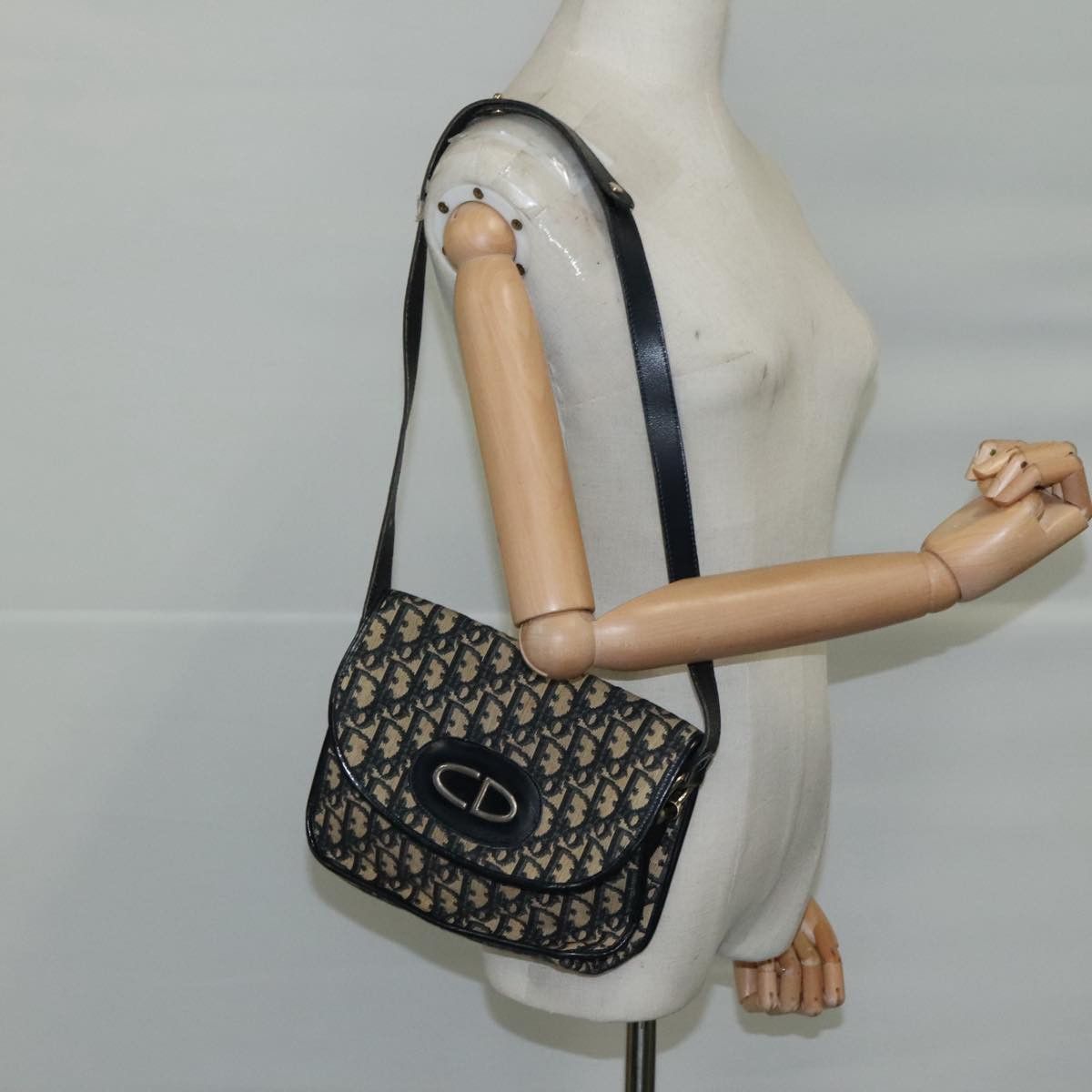 Dior Trotter Navy Canvas Shoulder Bag (Pre-Owned) Size ONE SIZE - 14 Thumbnail