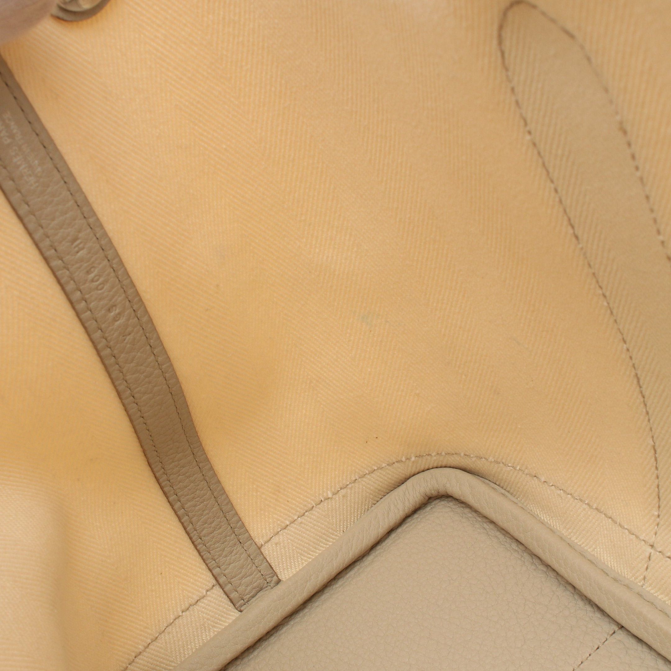 Hermes Hermes Garden Party Tpm Nata Betton Handbag Tote Bag Toile Chevron Leather Ivory Light Gray Silver Hardware Y Stamp Size ONE SIZE - 9 Thumbnail