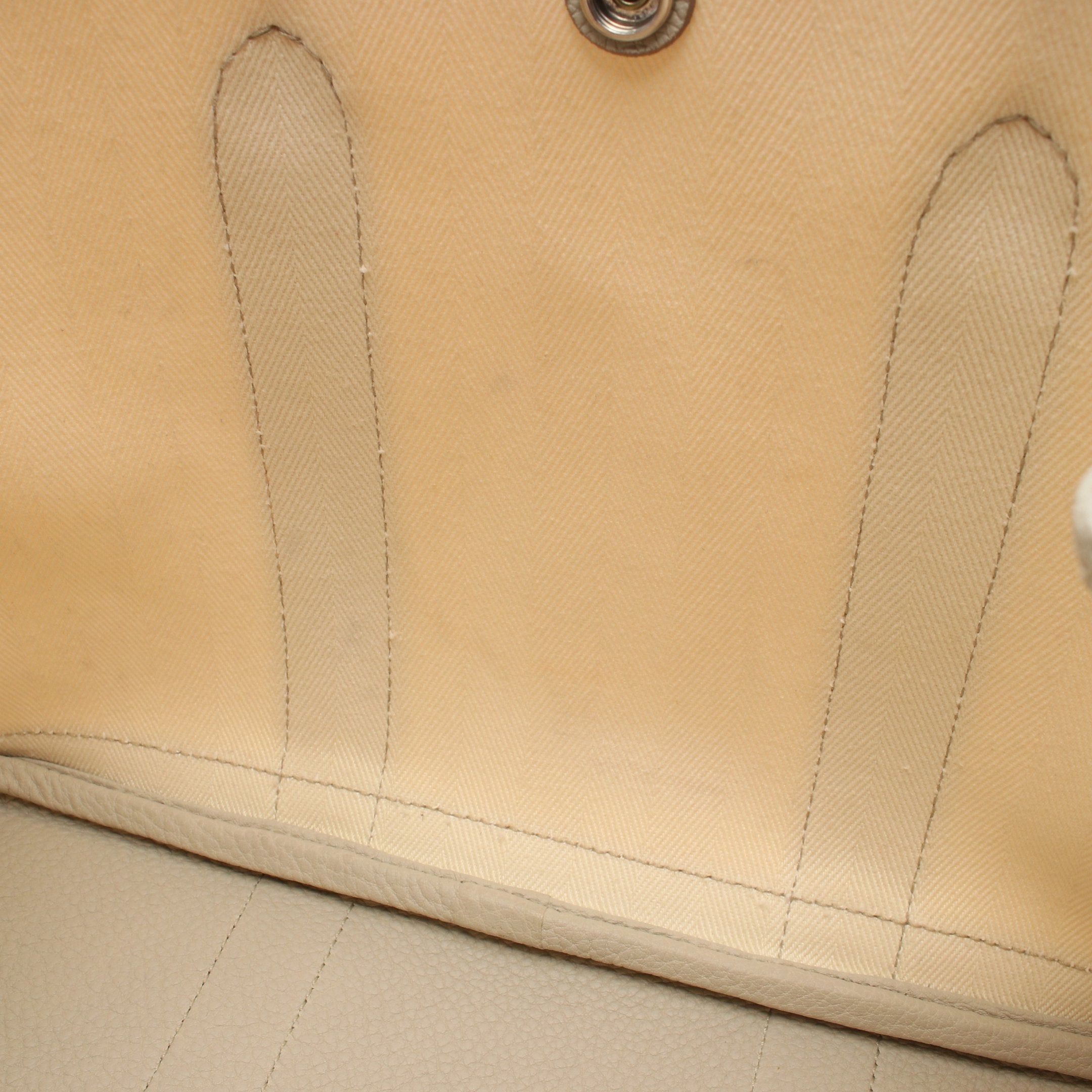 Hermes Hermes Garden Party Tpm Nata Betton Handbag Tote Bag Toile Chevron Leather Ivory Light Gray Silver Hardware Y Stamp Size ONE SIZE - 7 Thumbnail
