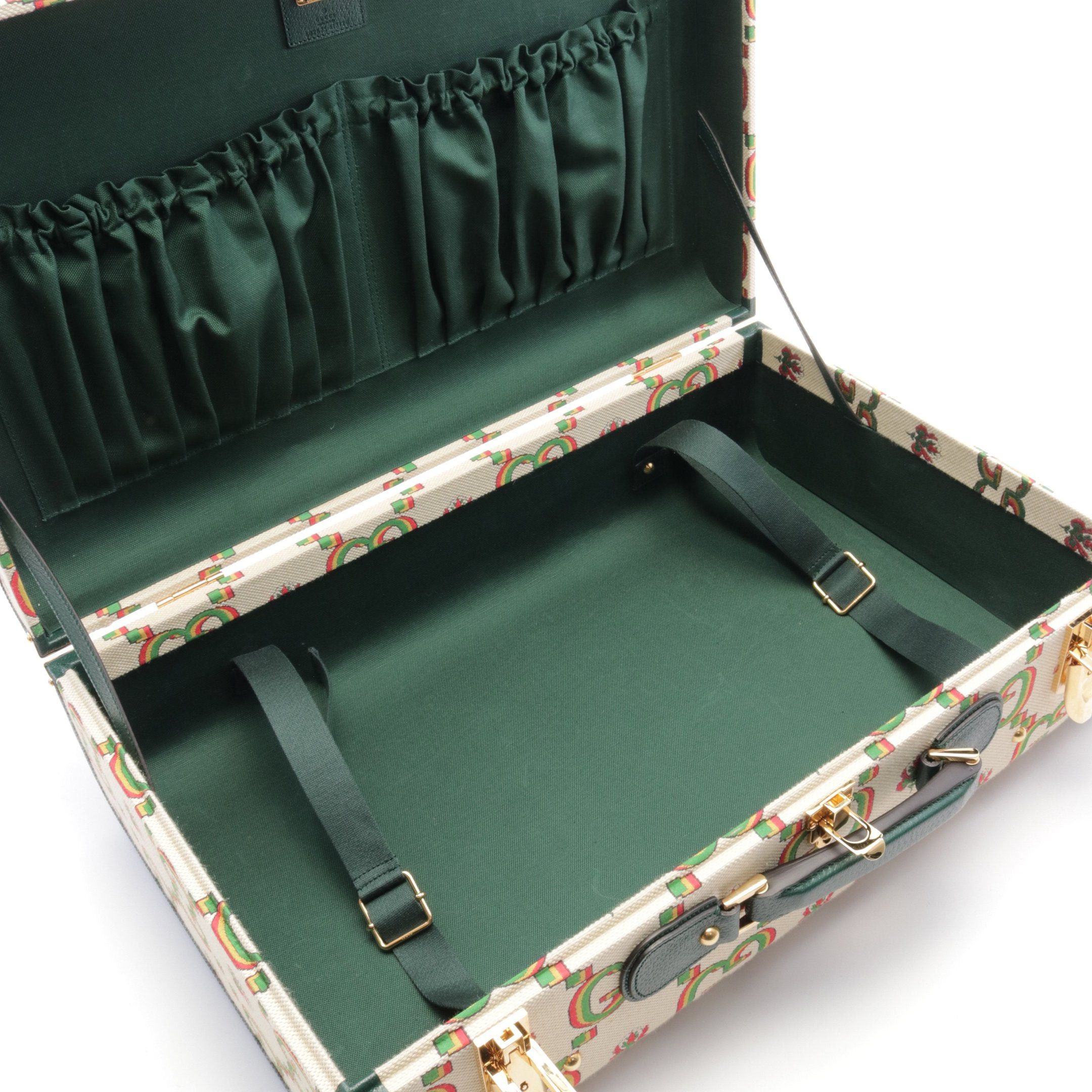 Gucci Gucci Gg Pattern Suitcase Trunk Case Canvas Leather Ivory Green Multicolor 100Th Anniversary Size ONE SIZE - 3 Thumbnail