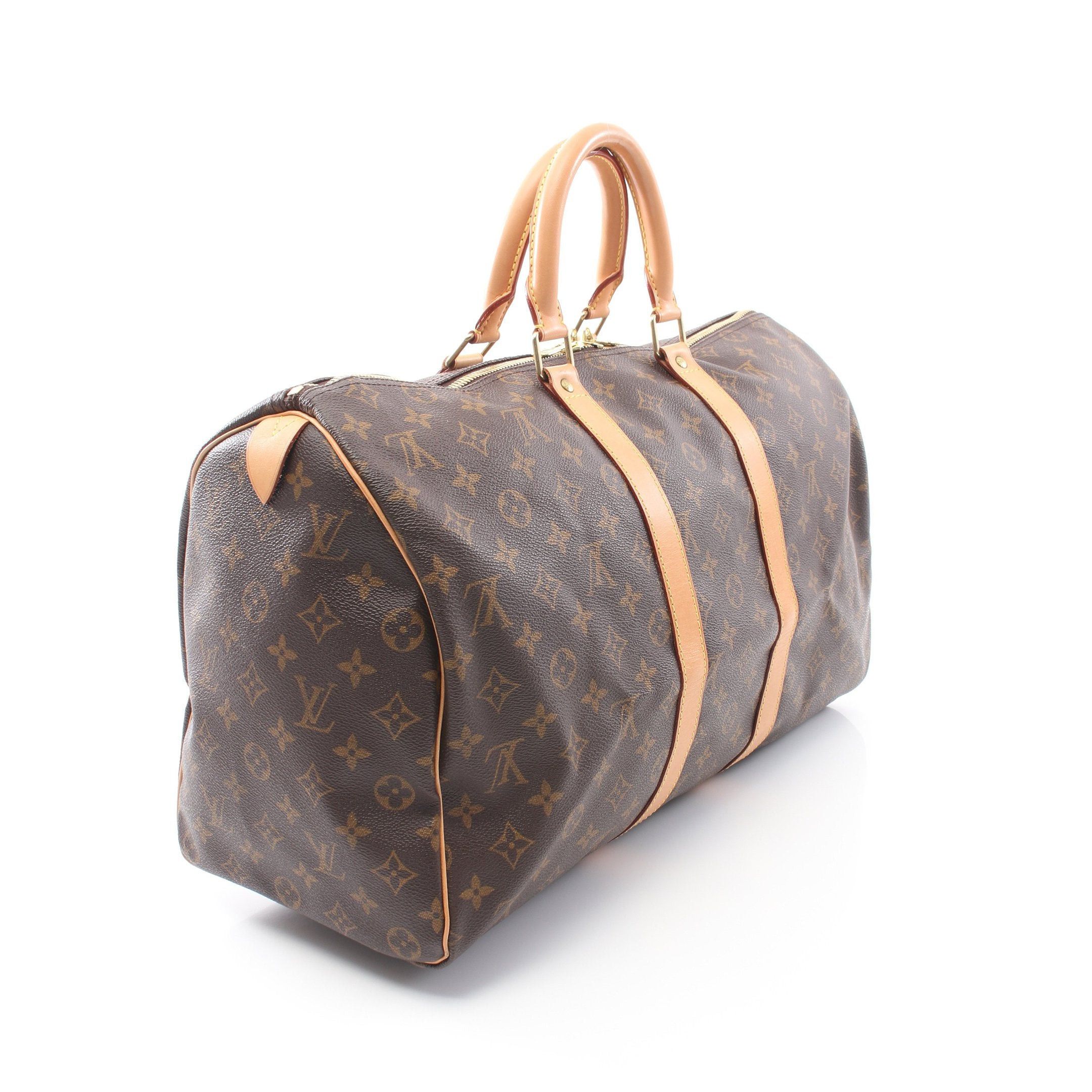 Louis Vuitton Keepall 45 Monogram Boston Bag Leather Brown
