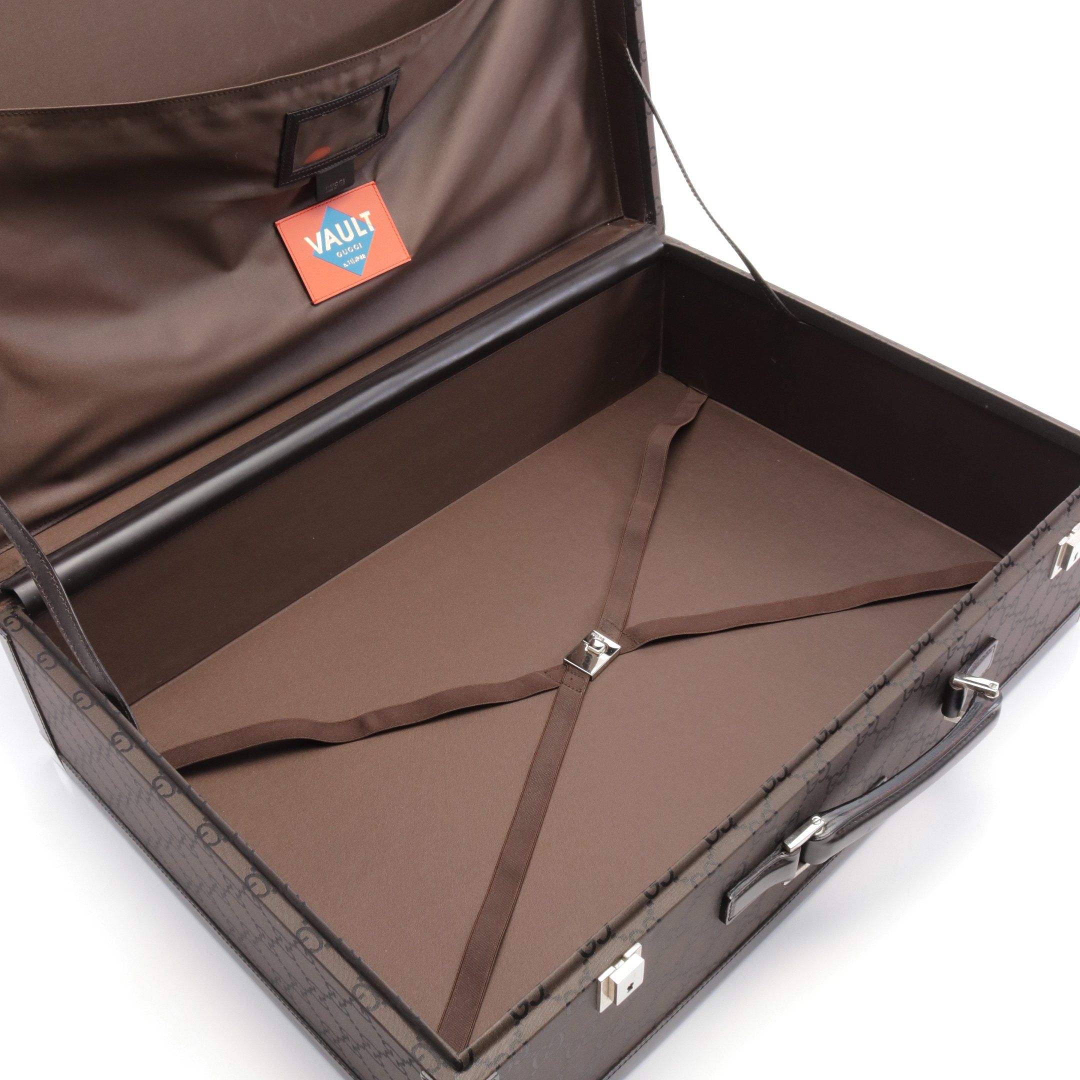 Gucci Gucci Gg Pattern Trunk Case Suitcase Canvas Leather Dark Brown Size ONE SIZE - 3 Thumbnail