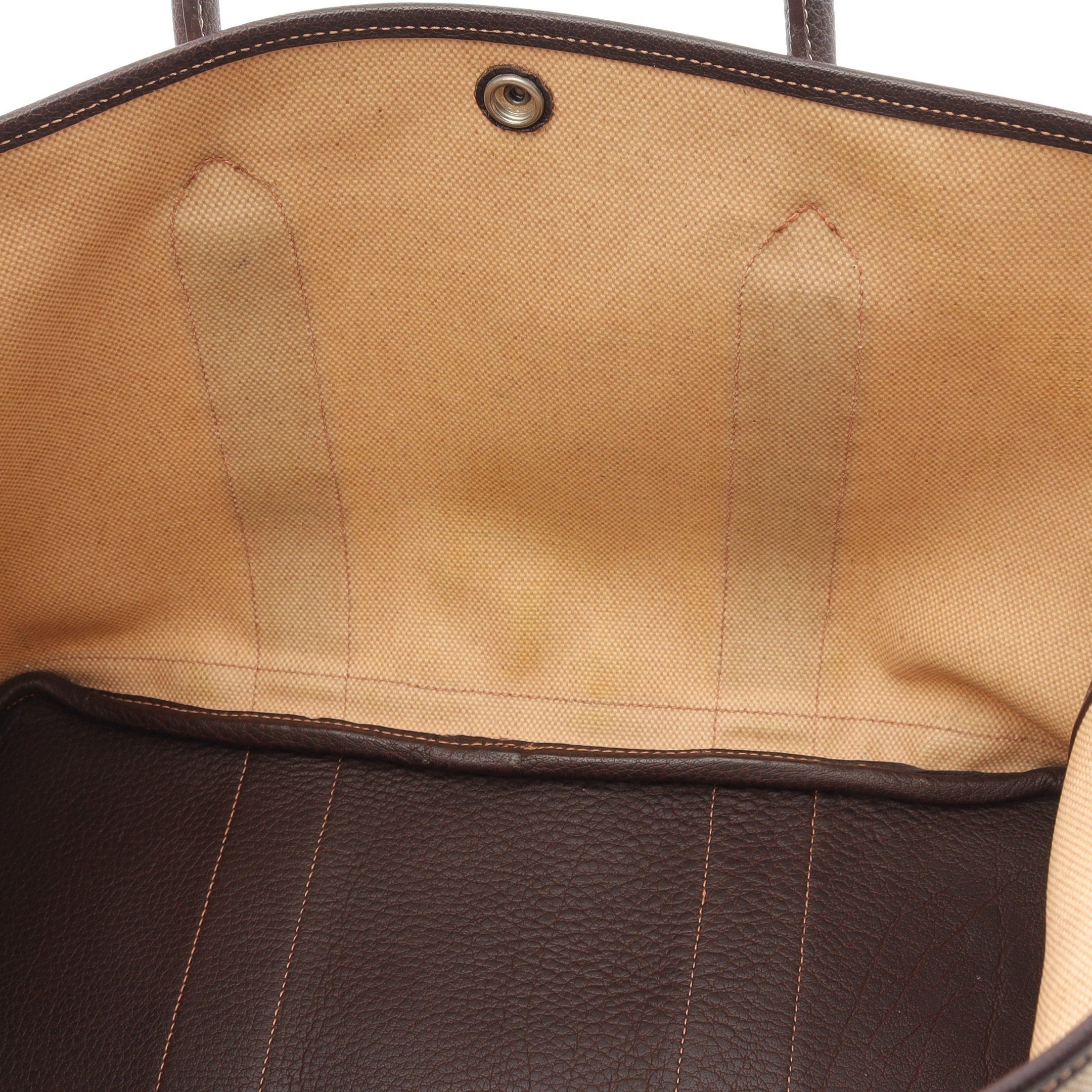 Hermes Hermes Garden Party Pm Marron Handbag Tote Bag Toile Ash Leather Beige Dark Brown Silver Hardware □H Stamp Size ONE SIZE - 6 Thumbnail