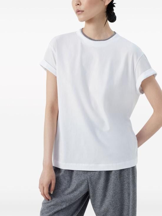 Brunello Cucinelli BRUNELLO CUCINELLI Women Sweater M0T18BD200 C159 White Size L / US 10 / IT 46 - 3 Thumbnail