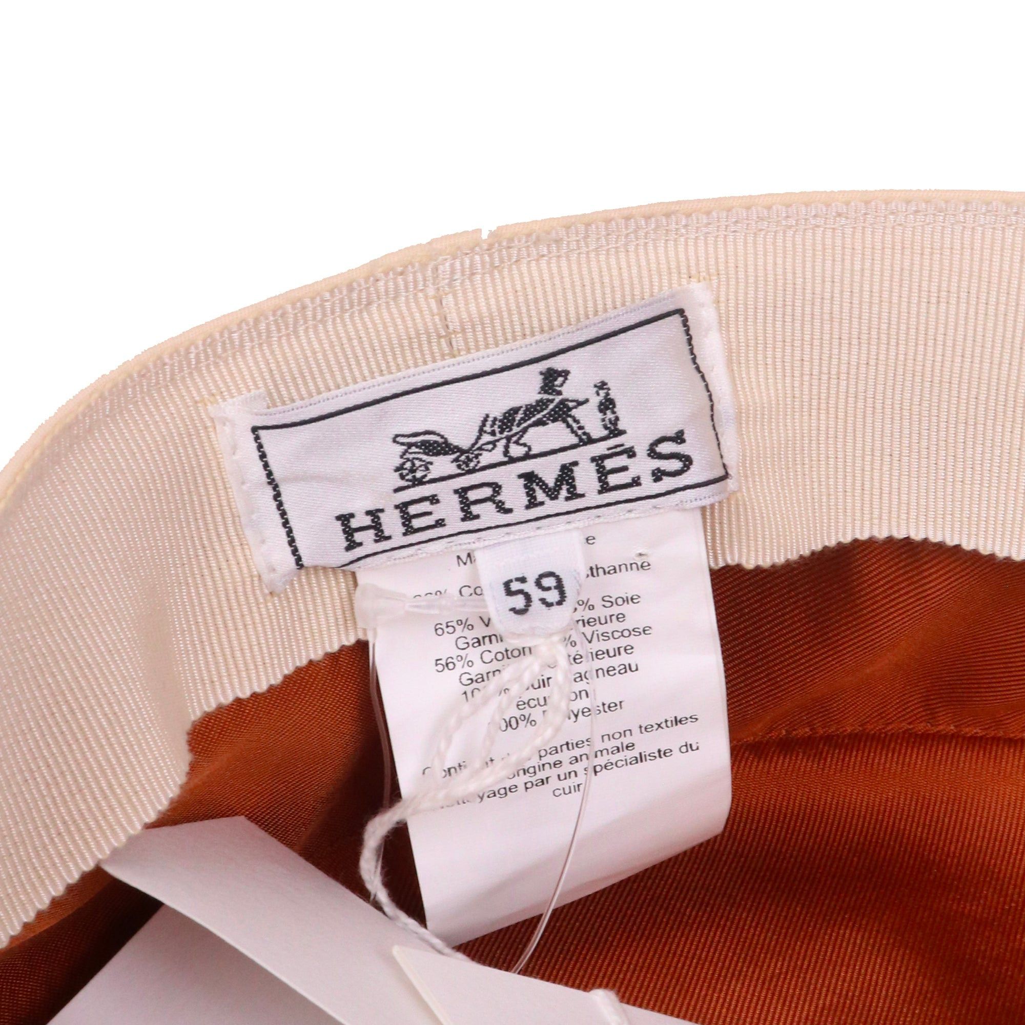 Hermes HERMÈS - Cabourg Cliquetis Hermès cap in cream white cotton (T59) Size ONE SIZE - 5 Thumbnail