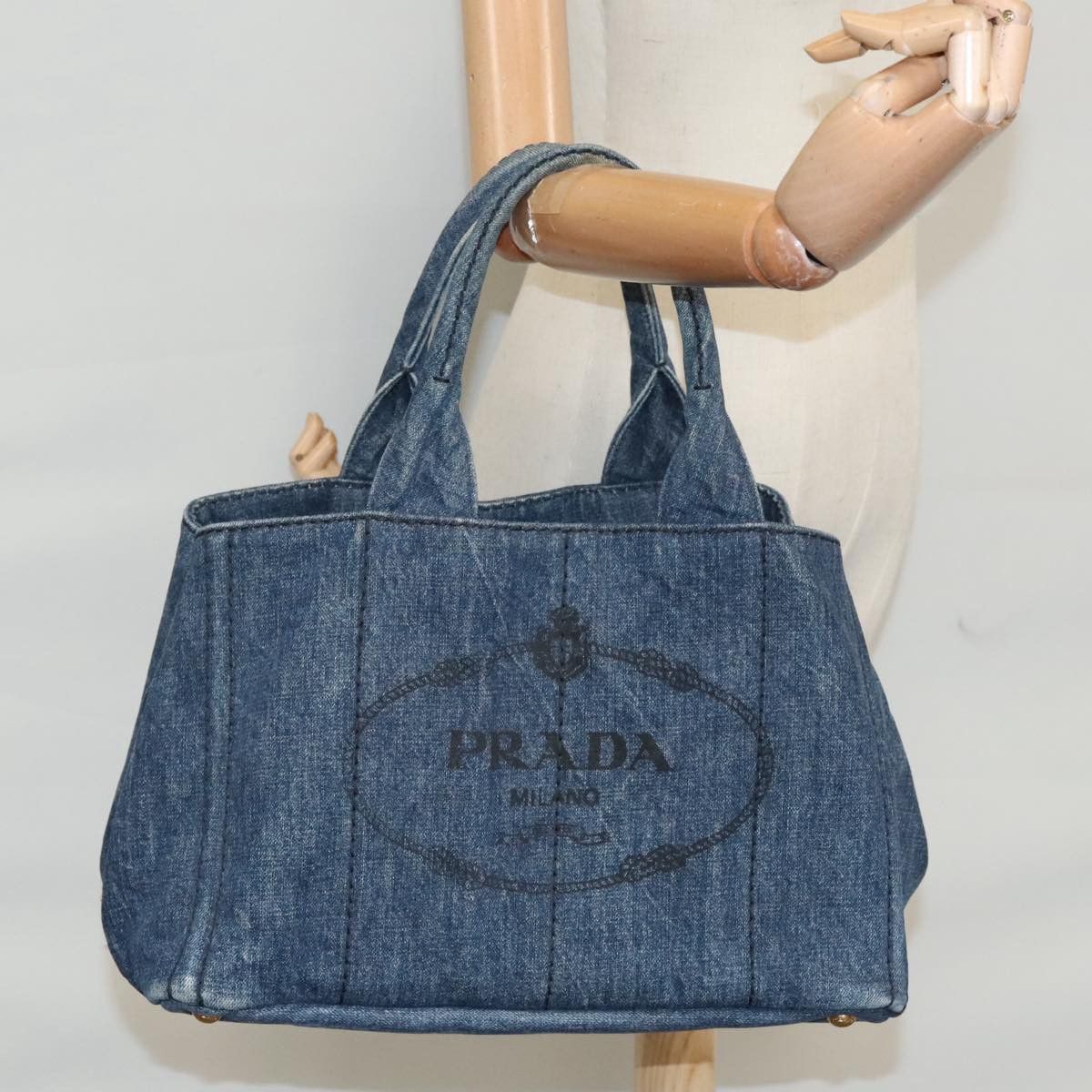 Prada Canapa Blue Denim - Jeans Tote Bag (Pre-Owned) Size ONE SIZE - 10 Thumbnail