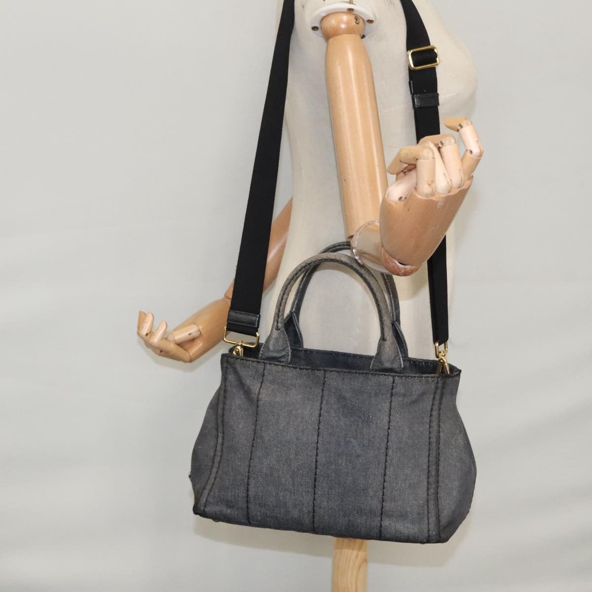 Prada Canapa Black Denim - Jeans Tote Bag (Pre-Owned) Size ONE SIZE - 13 Thumbnail