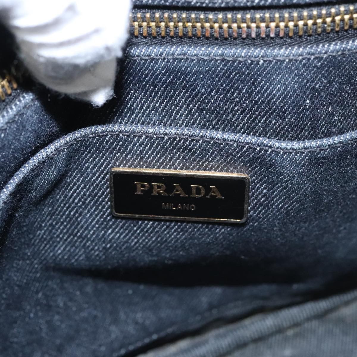 Prada Canapa Black Denim - Jeans Tote Bag (Pre-Owned) Size ONE SIZE - 10 Thumbnail