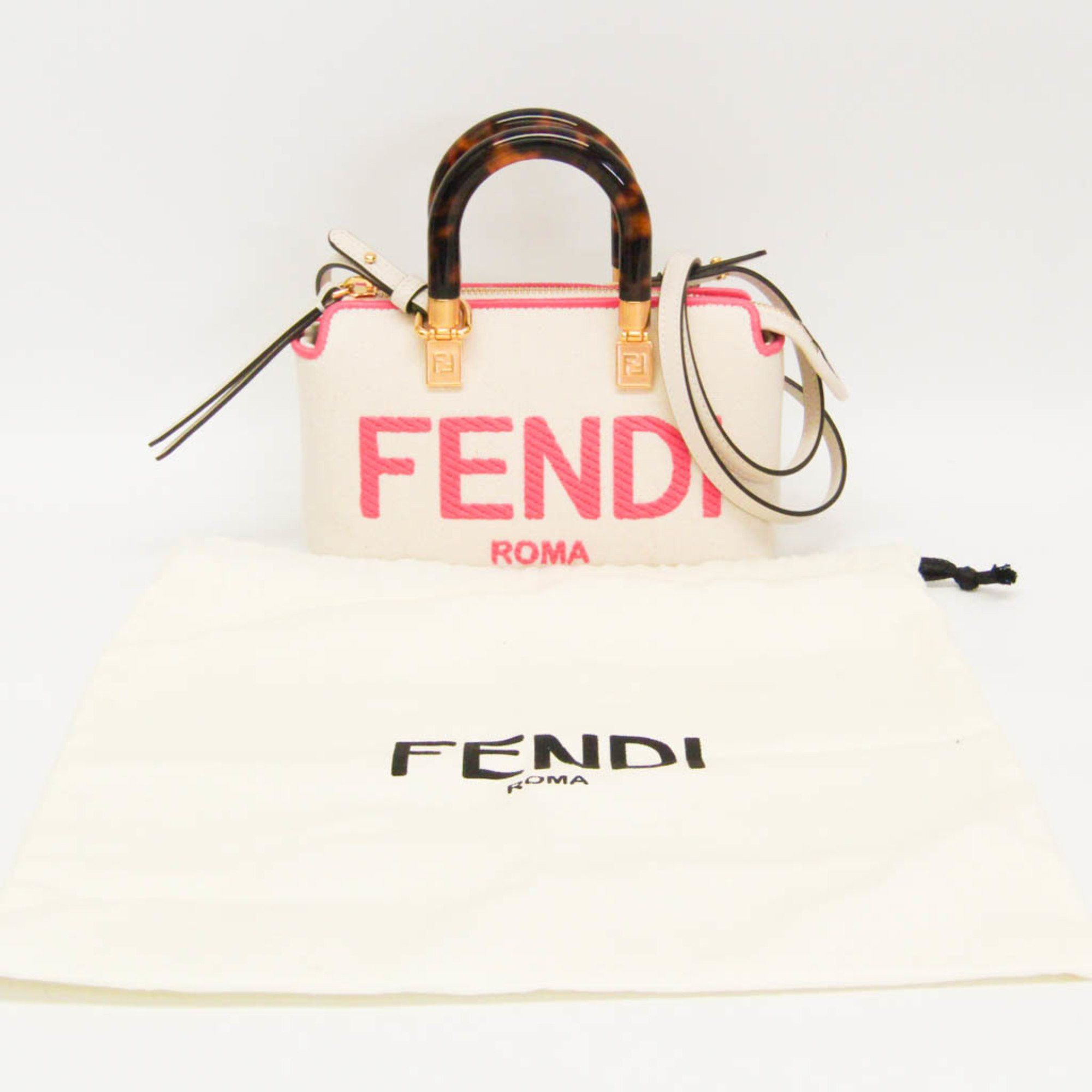 Fendi By The Way Beige Canvas Handbag (Pre-Owned) Size ONE SIZE - 13 Thumbnail