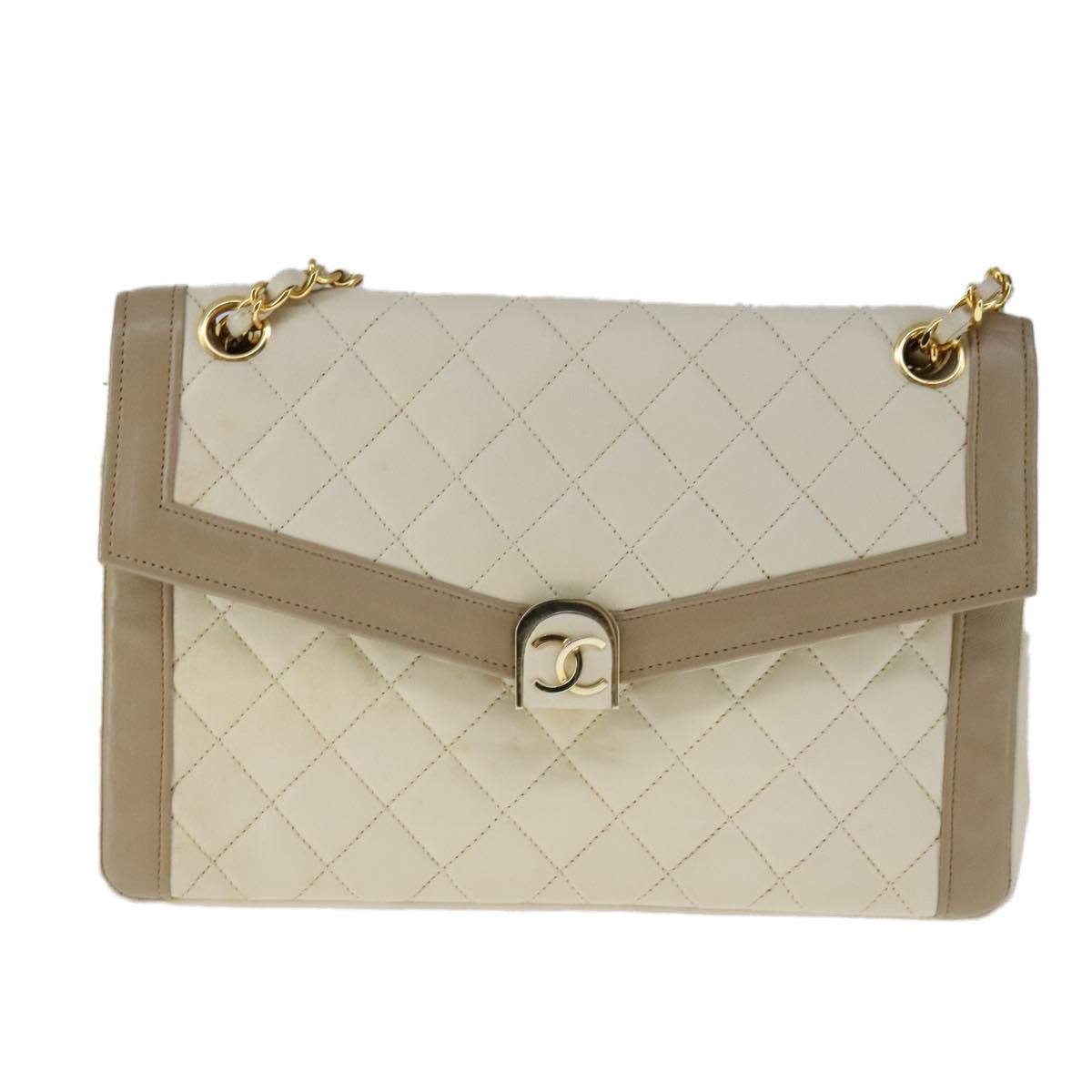 Chanel Single Flap Beige Leather Shoulder Bag (Pre-Owned) Size ONE SIZE - 14 Thumbnail