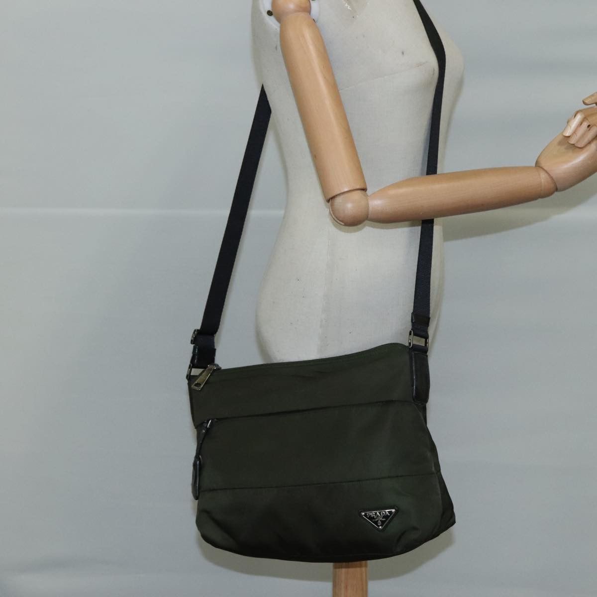 Prada Tessuto Khaki Synthetic Shoulder Bag (Pre-Owned) Size ONE SIZE - 12 Thumbnail