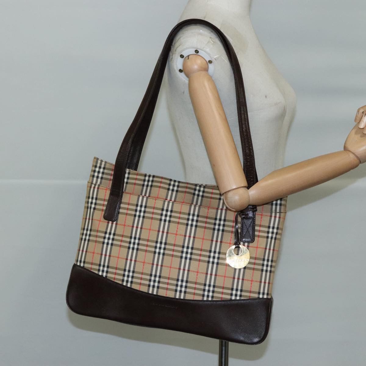 Burberry Nova Check Beige Canvas Shoulder Bag (Pre-Owned) Size ONE SIZE - 11 Thumbnail