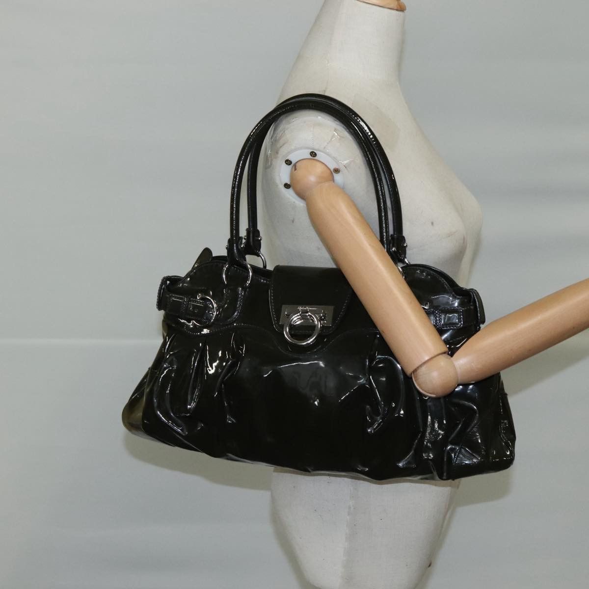 Salvatore Ferragamo Marisa Khaki Leather Handbag (Pre-Owned) Size ONE SIZE - 11 Thumbnail
