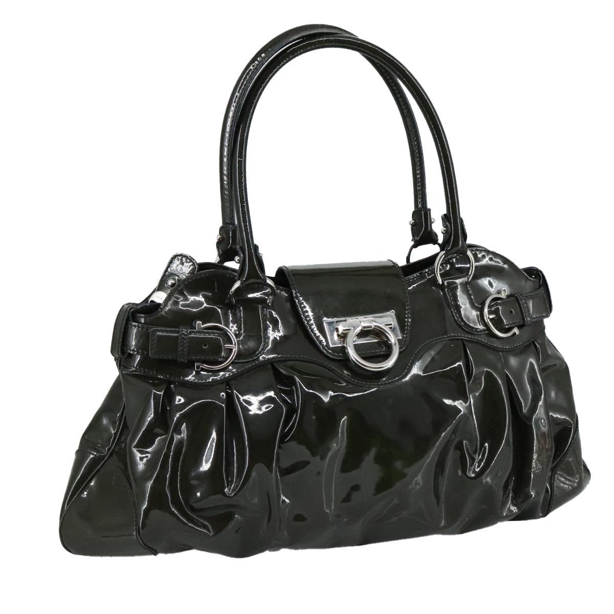 Salvatore Ferragamo Marisa Khaki Leather Handbag (Pre-Owned) Size ONE SIZE - 16 Thumbnail