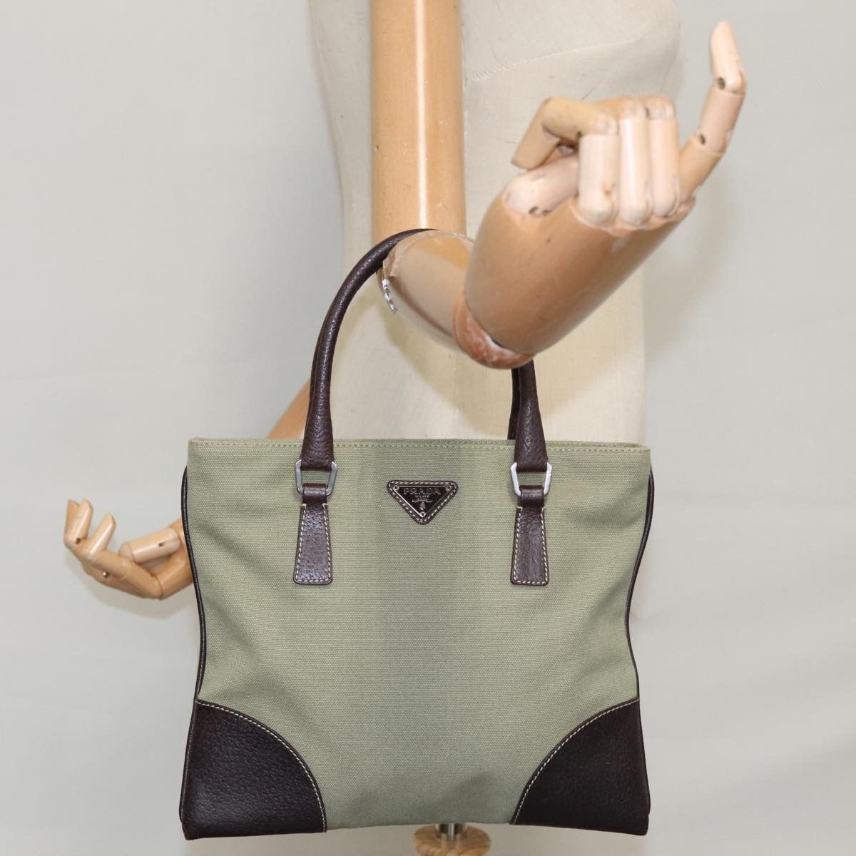 Prada Khaki Canvas Handbag (Pre-Owned) Size ONE SIZE - 15 Thumbnail