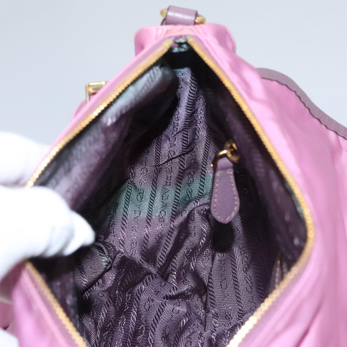 Prada Tessuto Pink Synthetic Shoulder Bag (Pre-Owned) Size ONE SIZE - 8 Thumbnail