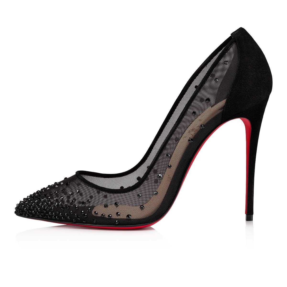 Christian Louboutin Follies Strass 100mm Black Size US 7 / IT 37 - 2 Thumbnail