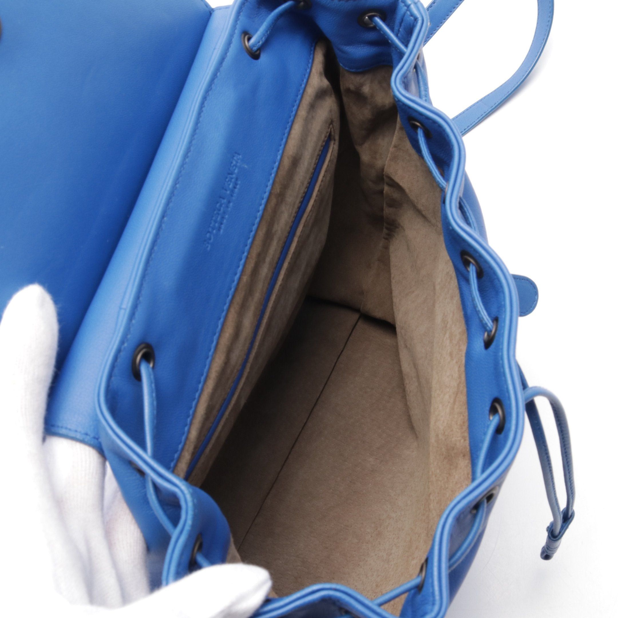 Bottega Veneta Bottega Veneta Intrecciato Backpack Rucksack Leather Blue Size ONE SIZE - 3 Thumbnail
