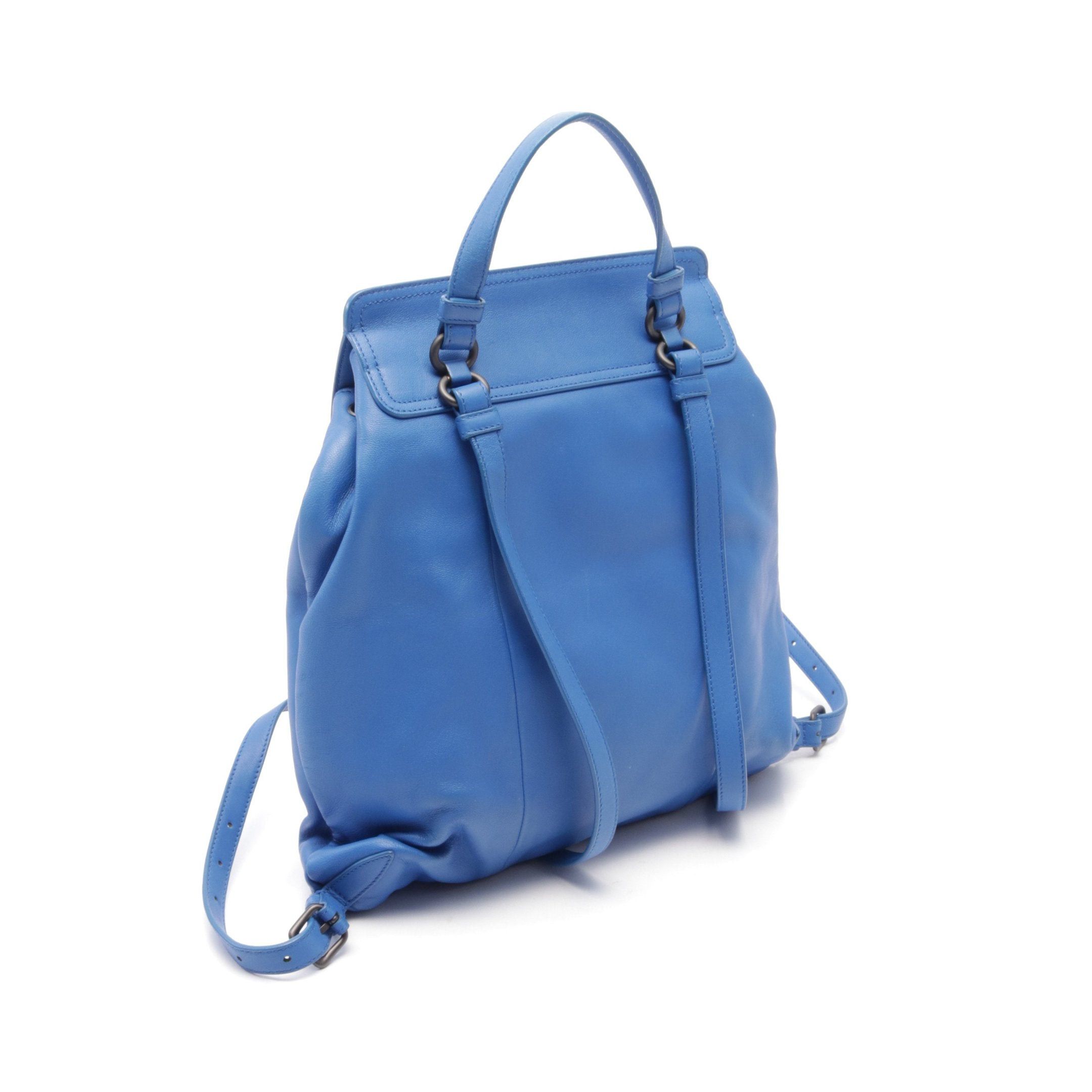 Bottega Veneta Bottega Veneta Intrecciato Backpack Rucksack Leather Blue Size ONE SIZE - 2 Thumbnail
