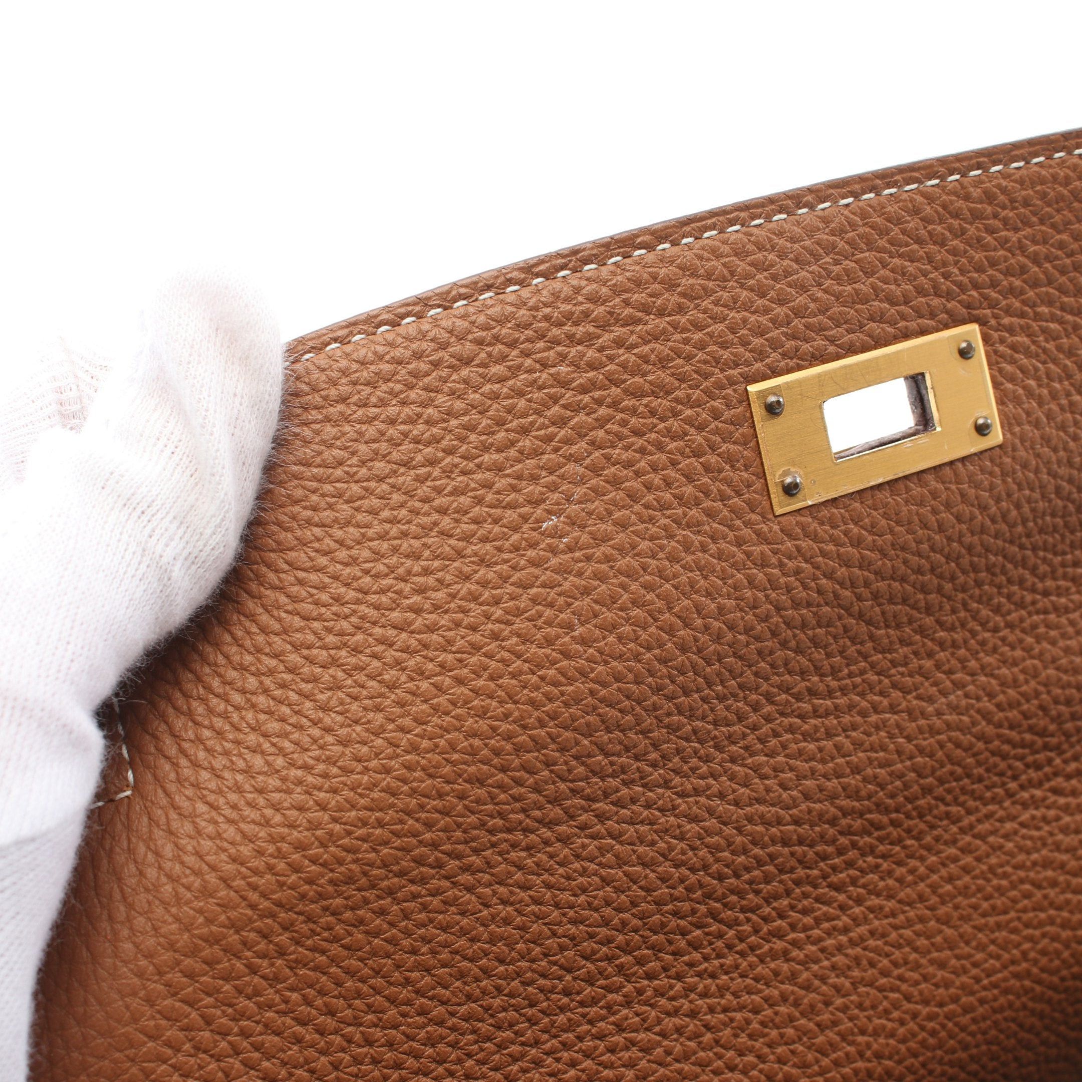 Hermes Hermes Kelly28 Verso Gold Tourtiere Gray Handbag Togo Brown Hardware Inner Stitch Personal Order D Stamp Size ONE SIZE - 9 Thumbnail