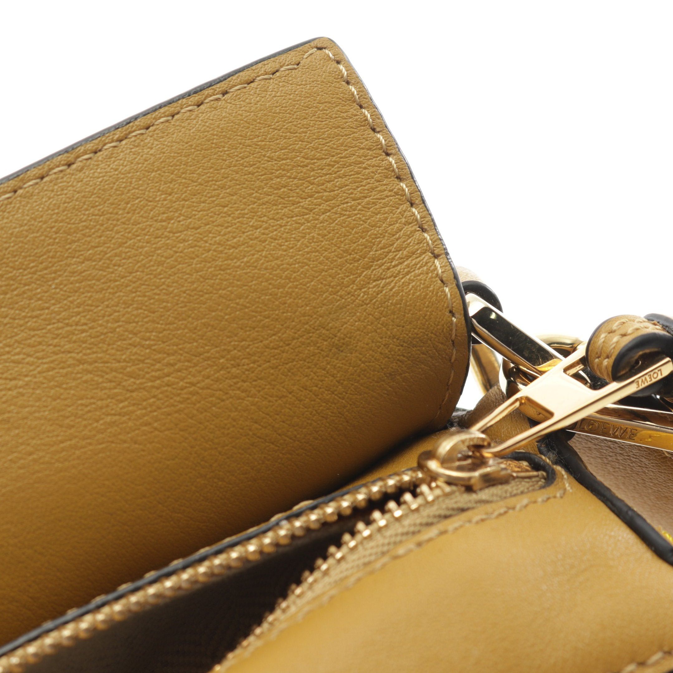 Loewe Loewe Puzzle Bag Mini Handbag Stripe Leather Yellow Brown Size ONE SIZE - 9 Thumbnail