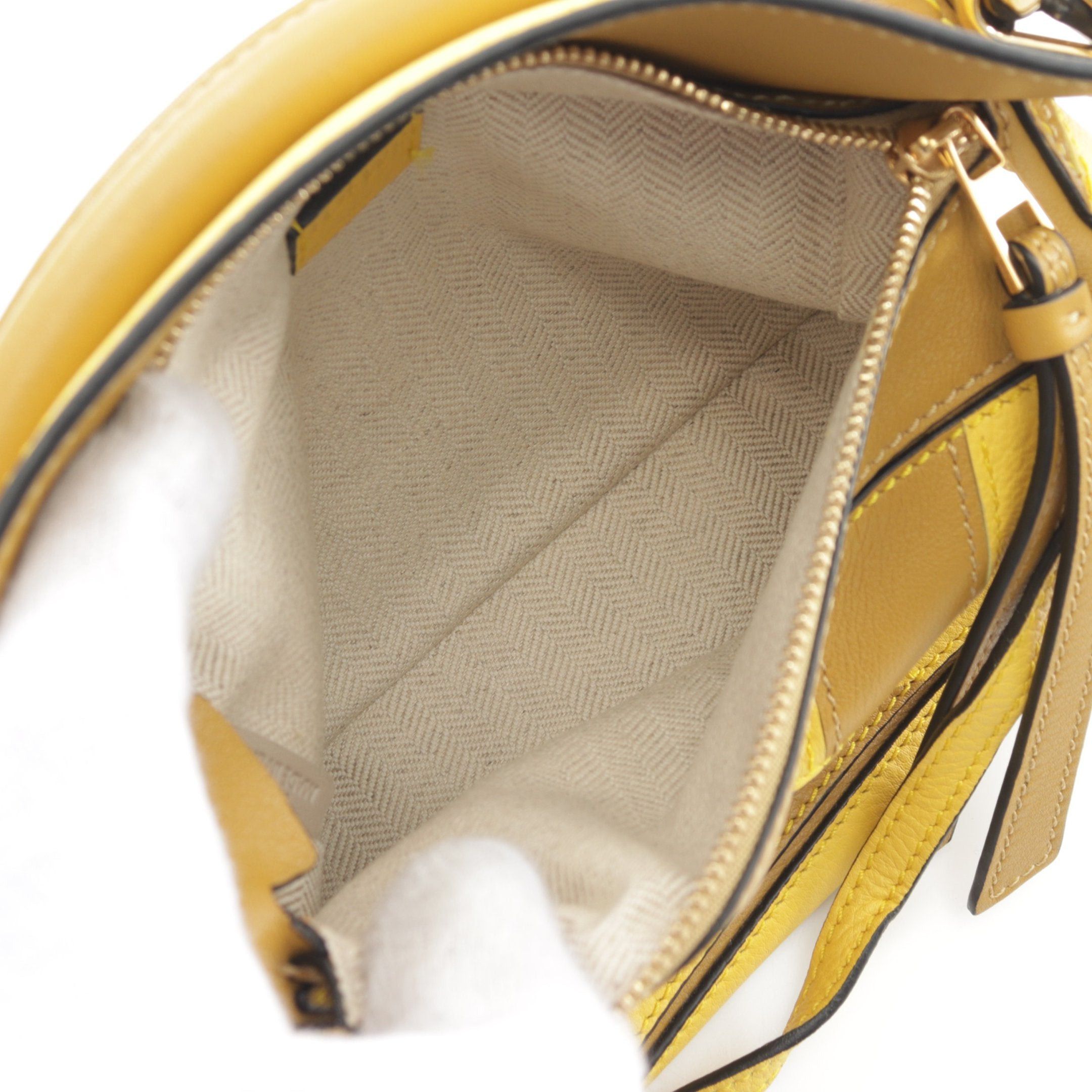 Loewe Loewe Puzzle Bag Mini Handbag Stripe Leather Yellow Brown Size ONE SIZE - 3 Thumbnail