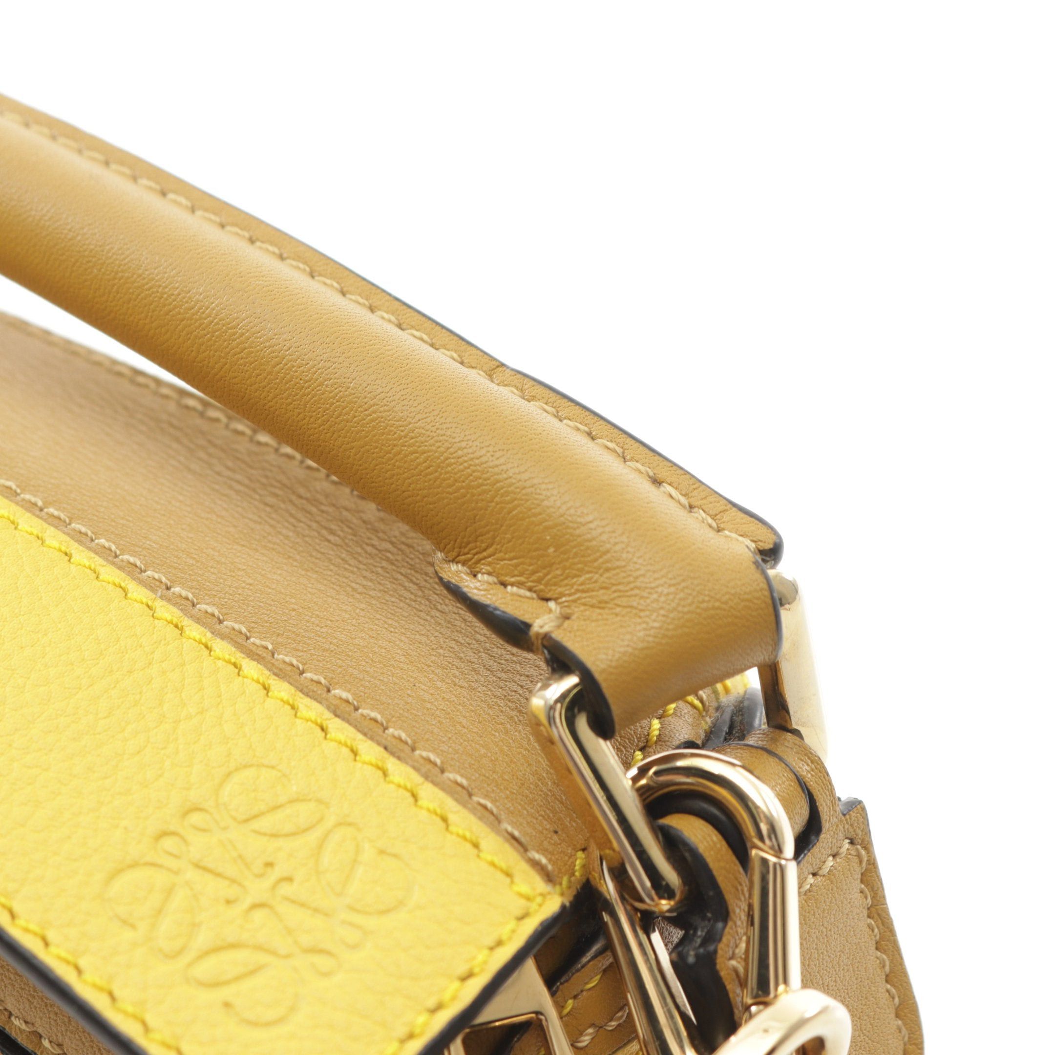 Loewe Loewe Puzzle Bag Mini Handbag Stripe Leather Yellow Brown Size ONE SIZE - 8 Thumbnail