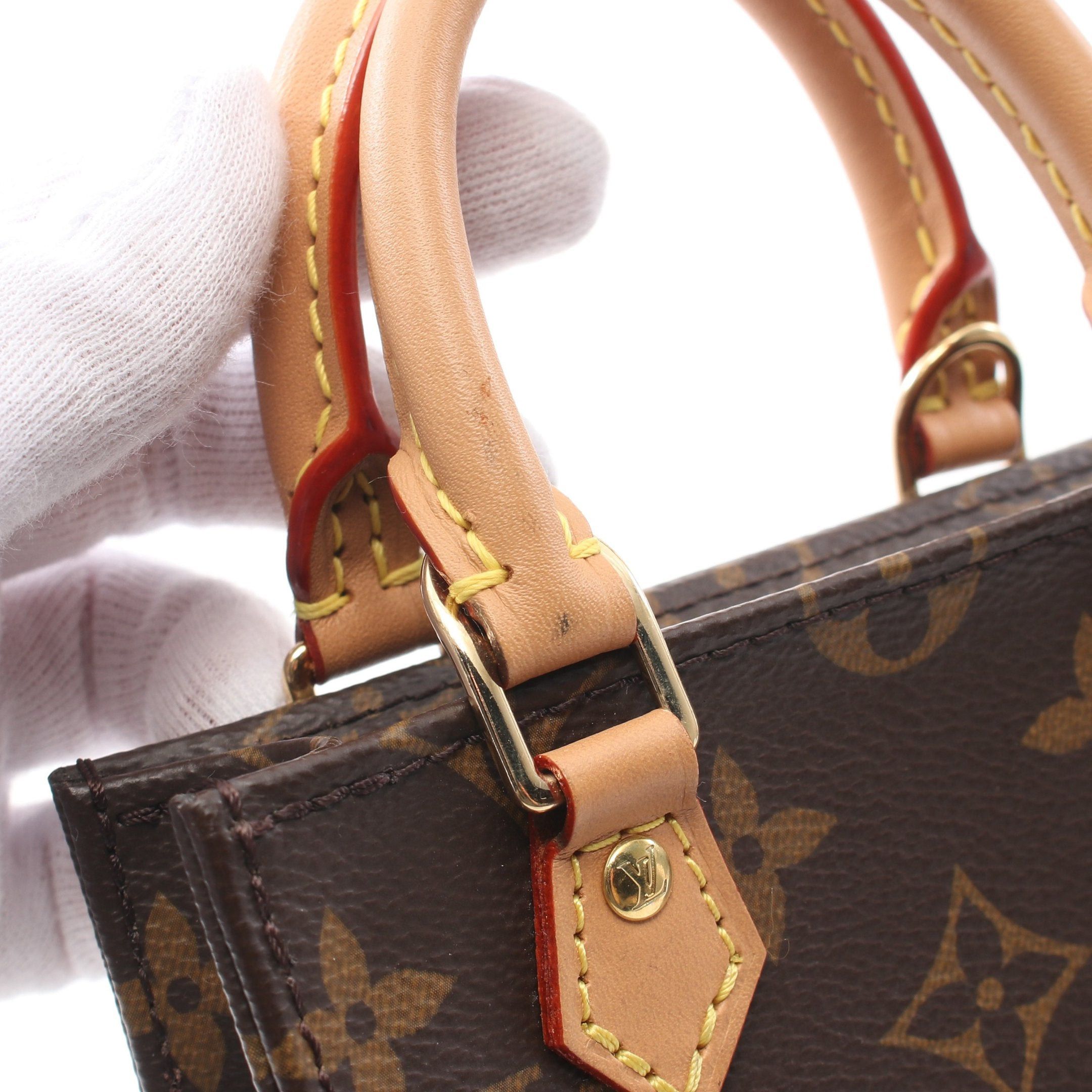 Louis Vuitton Louis Vuitton Petite Sac Plat Monogram Handbag Leather Brown Size ONE SIZE - 6 Thumbnail