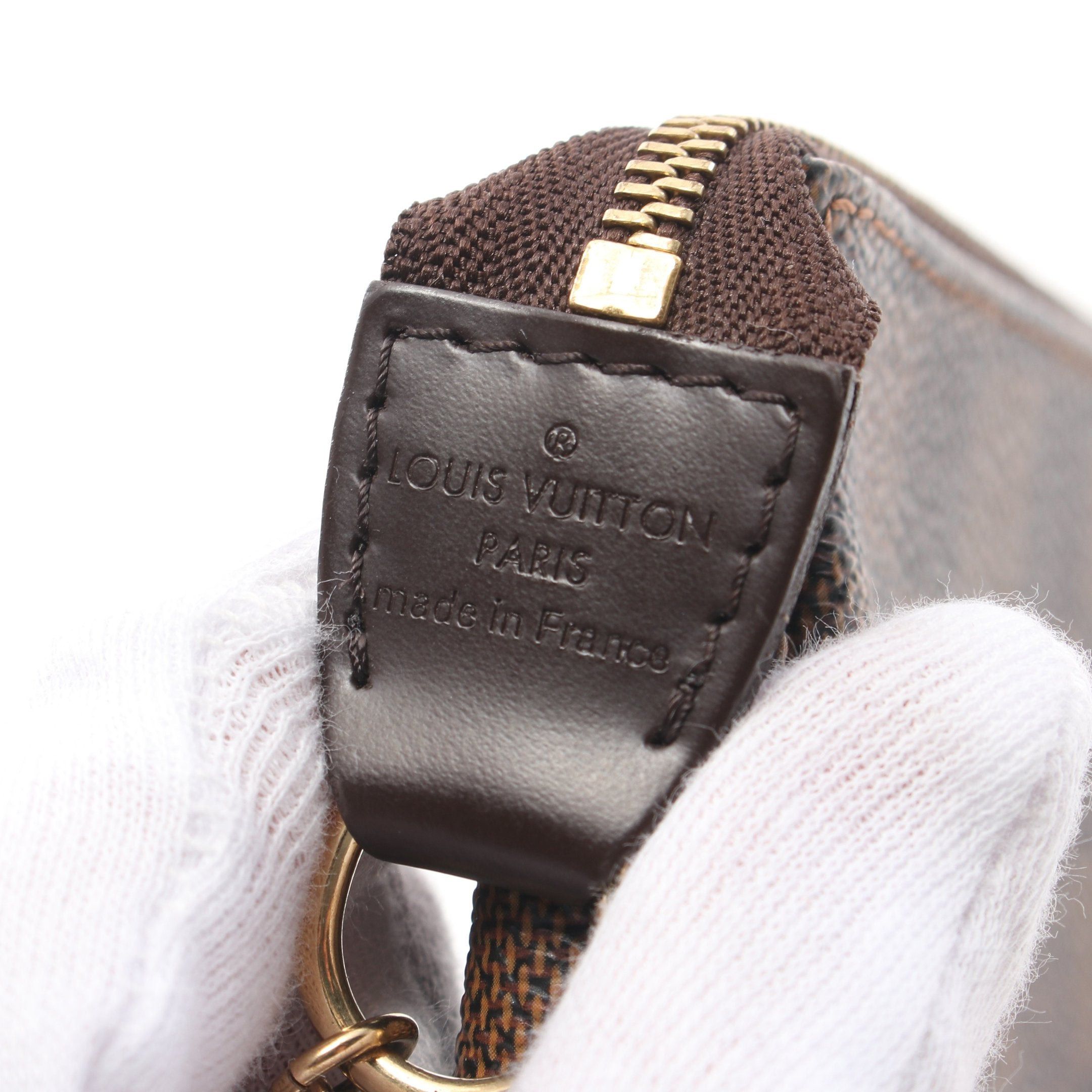 Louis Vuitton Louis Vuitton Mini Pochette Accessory Damier Ebene Chain Handbag Leather Brown Size ONE SIZE - 4 Thumbnail
