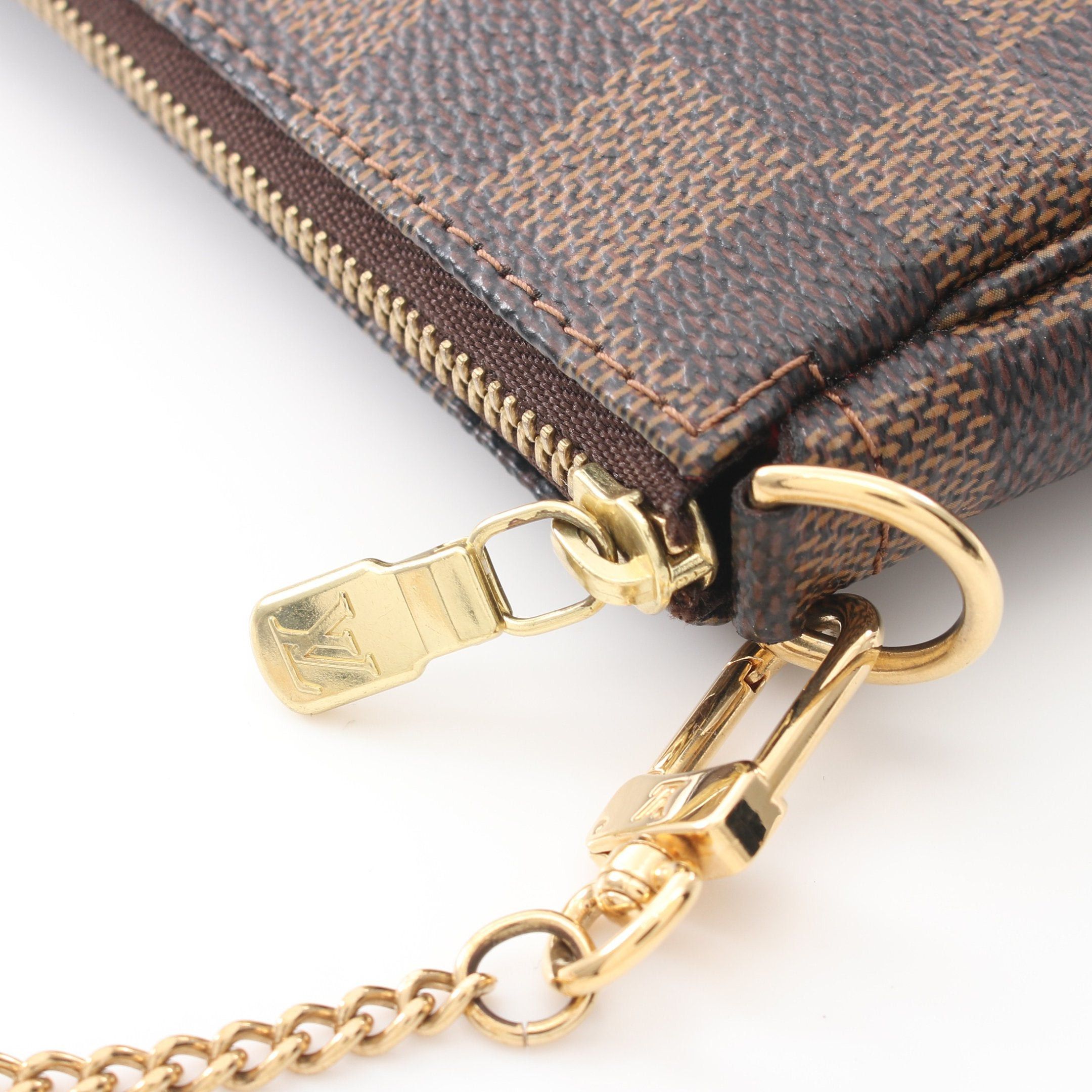 Louis Vuitton Louis Vuitton Mini Pochette Accessory Damier Ebene Chain Handbag Leather Brown Size ONE SIZE - 6 Thumbnail