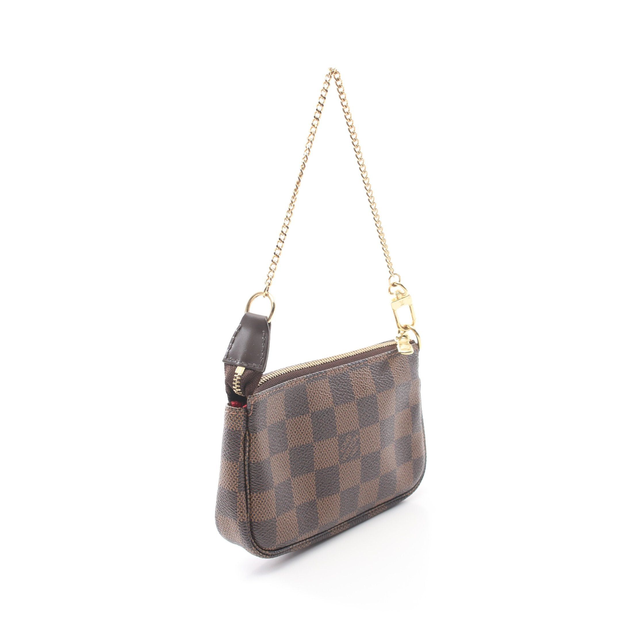 Louis Vuitton Louis Vuitton Mini Pochette Accessory Damier Ebene Chain Handbag Leather Brown Size ONE SIZE - 2 Thumbnail