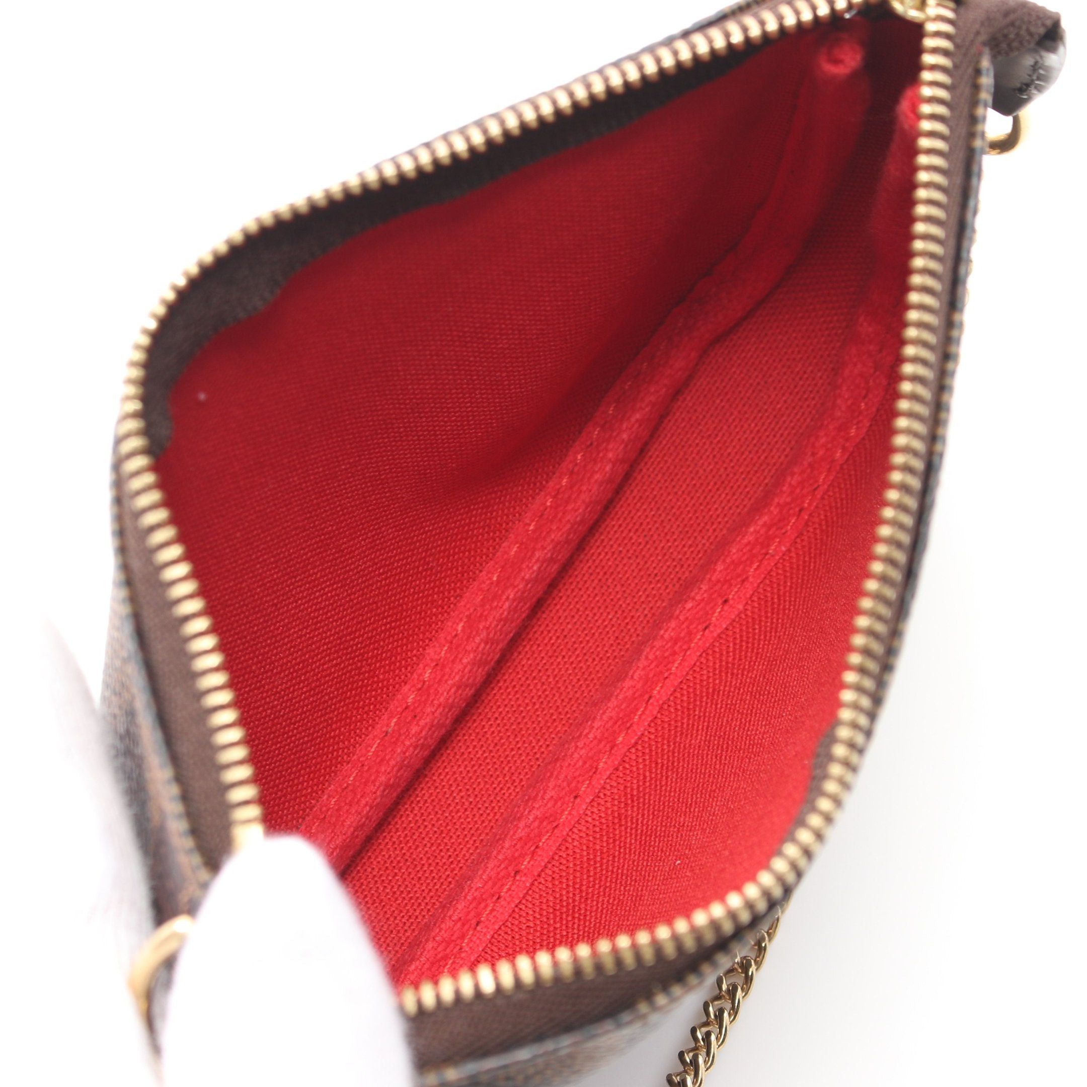 Louis Vuitton Louis Vuitton Mini Pochette Accessory Damier Ebene Chain Handbag Leather Brown Size ONE SIZE - 3 Thumbnail