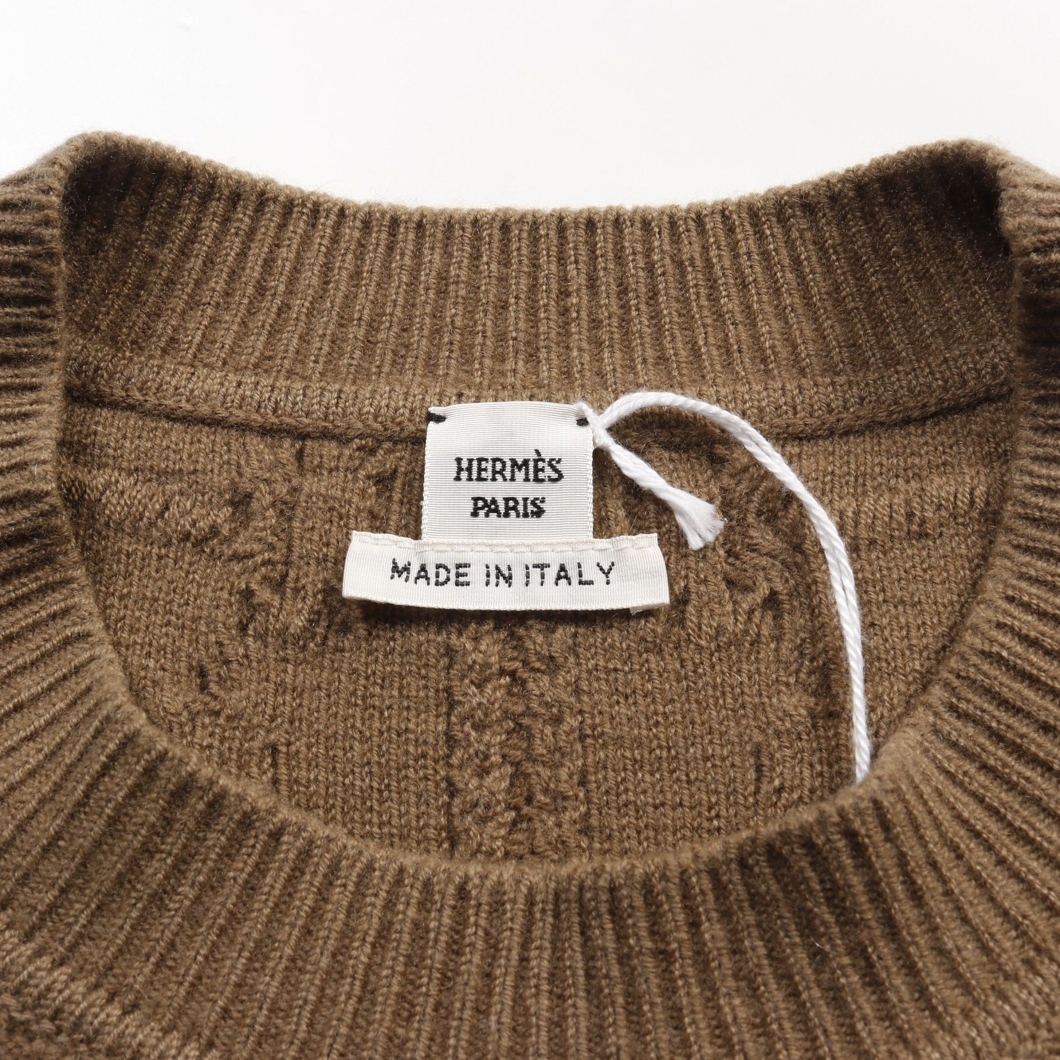 Hermes Hermes Knit Crew Neck Cashmere Khaki Brown Size ONE SIZE - 3 Thumbnail
