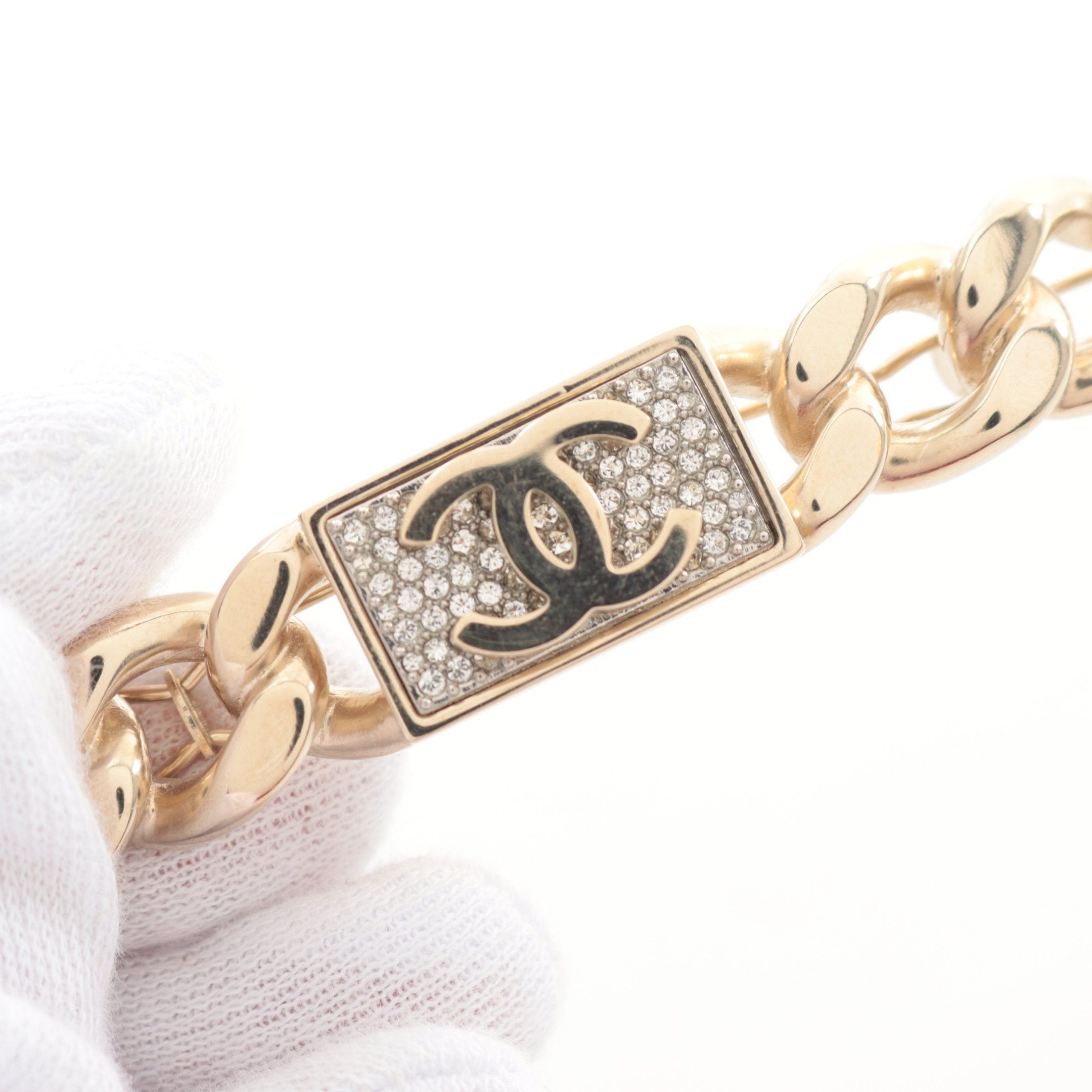 Chanel Chanel Coco Mark Barretta Hair Accessory Gp Rhinestone Gold Clear B21C Size ONE SIZE - 4 Thumbnail