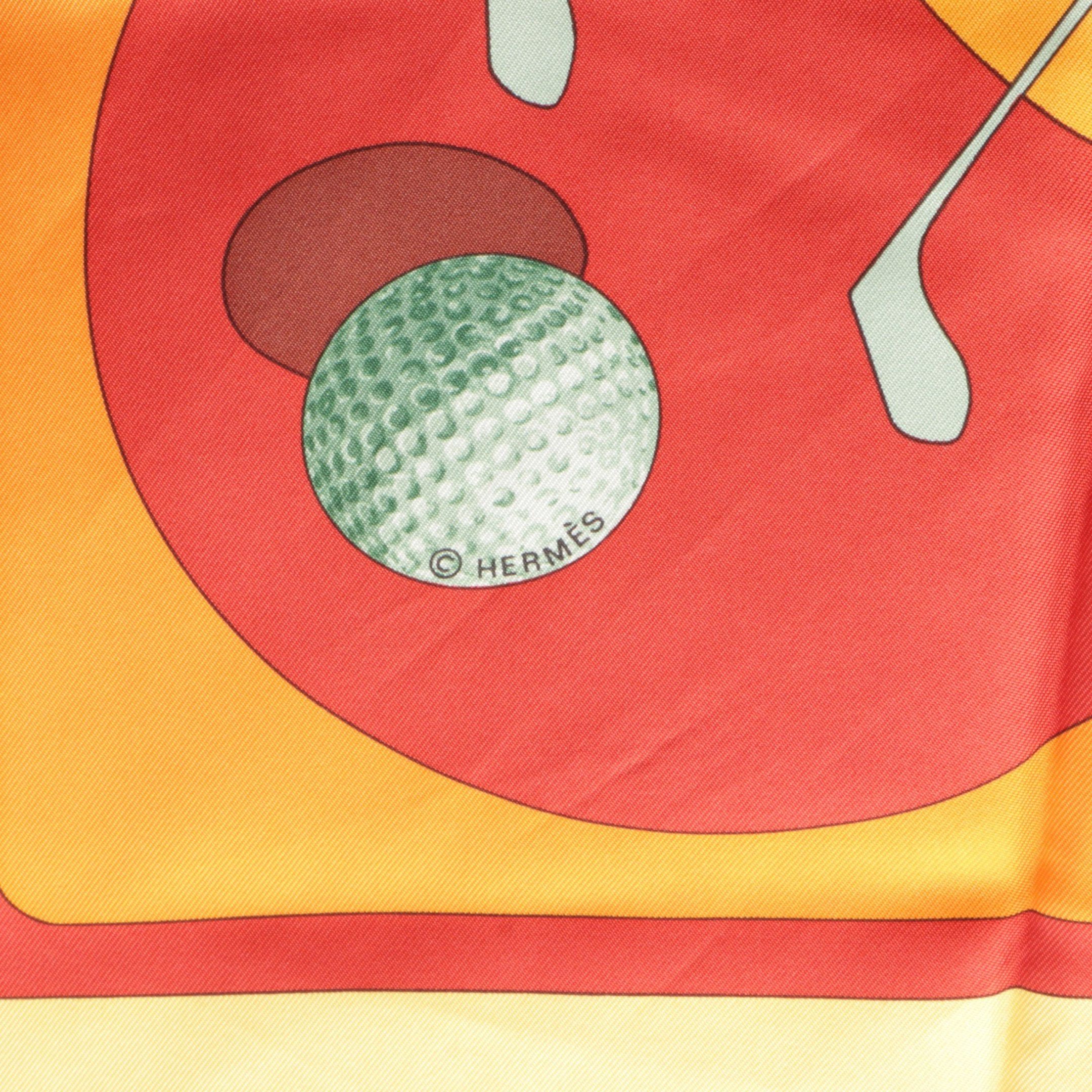 Hermes Hermes Carres 90 Swing Scarf Silk Red Orange Multicolor Size ONE SIZE - 2 Thumbnail