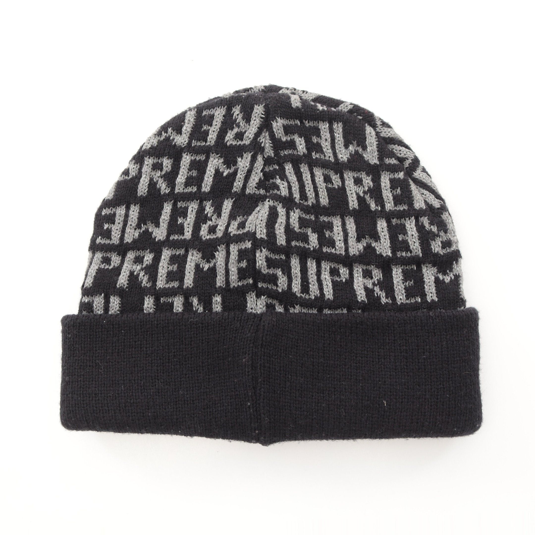 Supreme Supreme Reflective Repeat Knit Hat Beanie Black Gray Size ONE SIZE - 2 Thumbnail