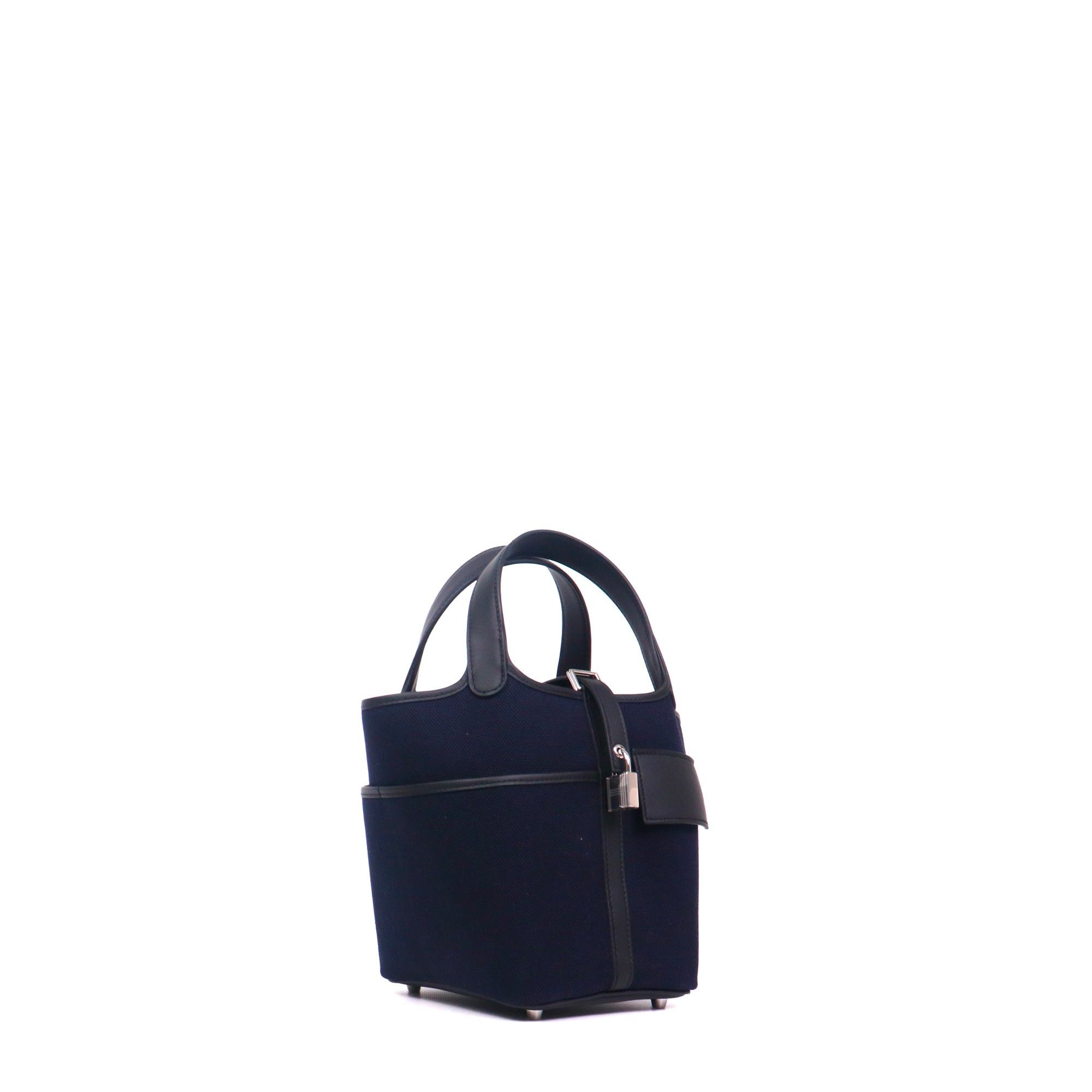 Hermes HERMÈS - Hermès Picotin Cargo 18 handbag in navy blue canvas Size ONE SIZE - 2 Thumbnail