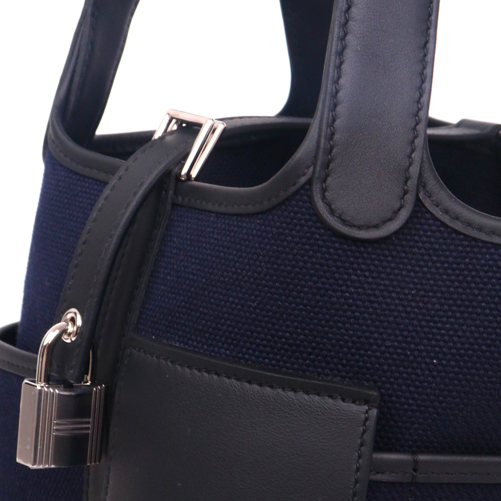 Hermes HERMÈS - Hermès Picotin Cargo 18 handbag in navy blue canvas Size ONE SIZE - 7 Thumbnail