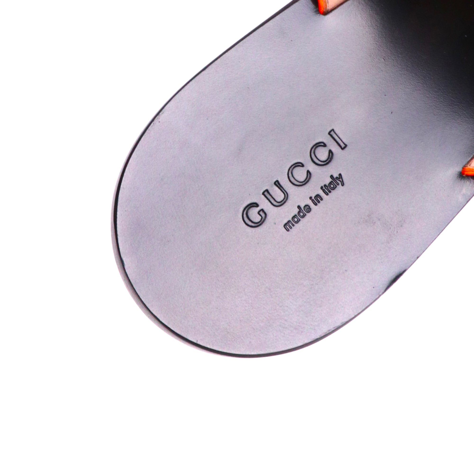 Gucci GUCCI - Marmont Par Amour Gucci sandals in neon orange grained leather (T39.5) Size US 8.5 / IT 38.5 - 5 Thumbnail