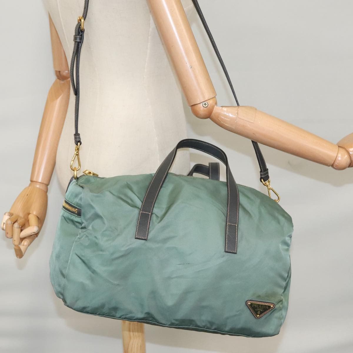 Prada Tessuto Green Synthetic Travel Bag (Pre-Owned) Size ONE SIZE - 12 Thumbnail