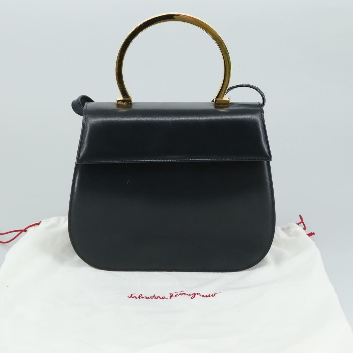 Salvatore Ferragamo Black Leather Handbag (Pre-Owned) Size ONE SIZE - 13 Thumbnail