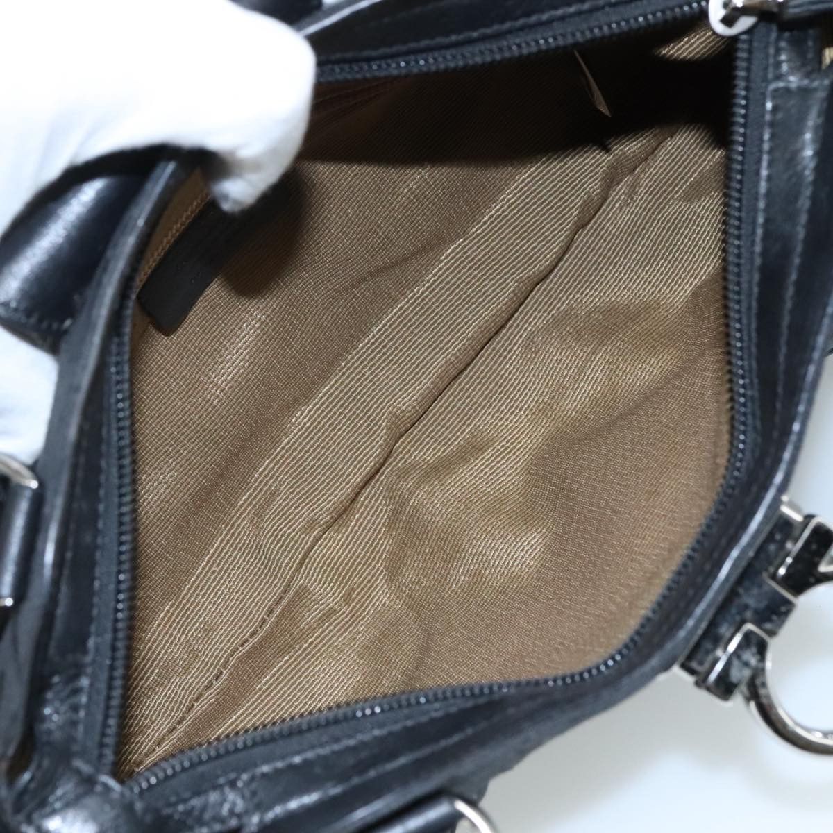Salvatore Ferragamo Marisa Black Canvas Handbag (Pre-Owned) Size ONE SIZE - 13 Thumbnail